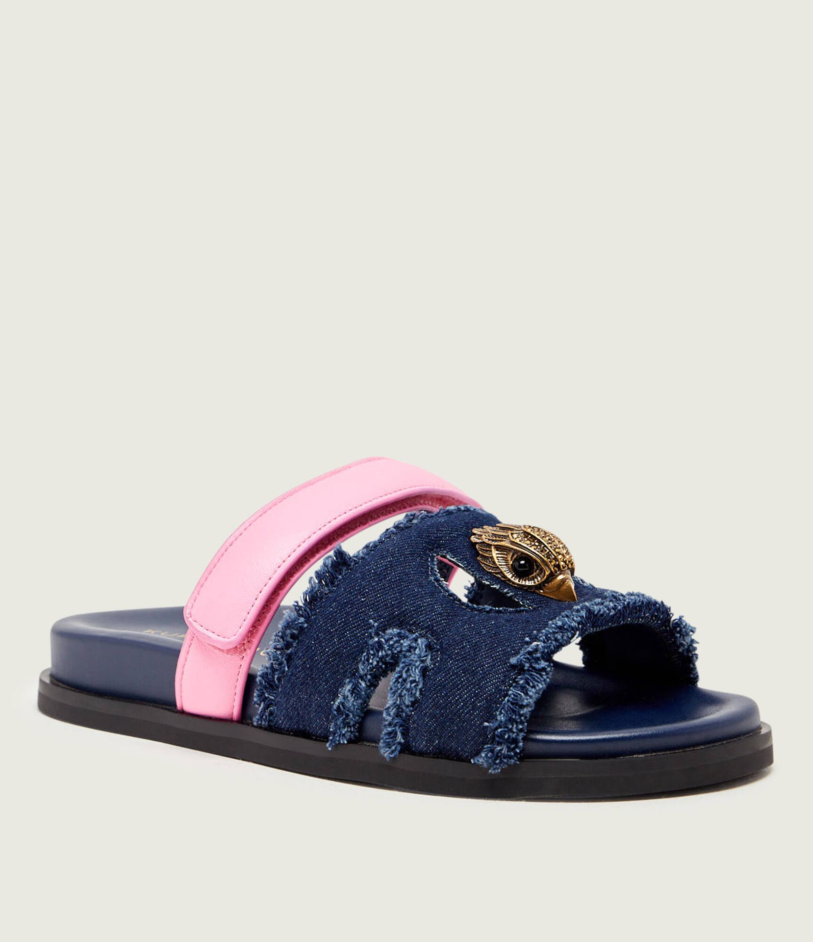 Kurt Geiger Jeansowe klapki EAGLE z dodatkiem skóry