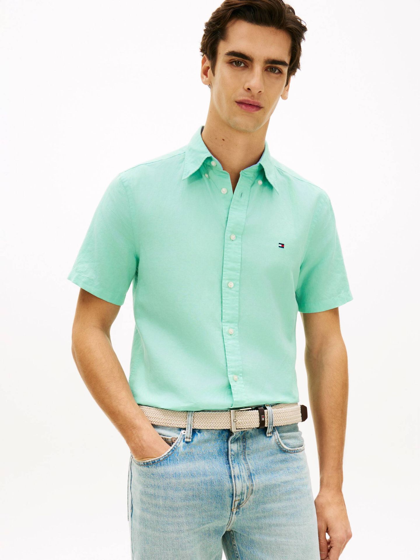 Tommy Hilfiger Koszula Regular Fit z dodatkiem lnu