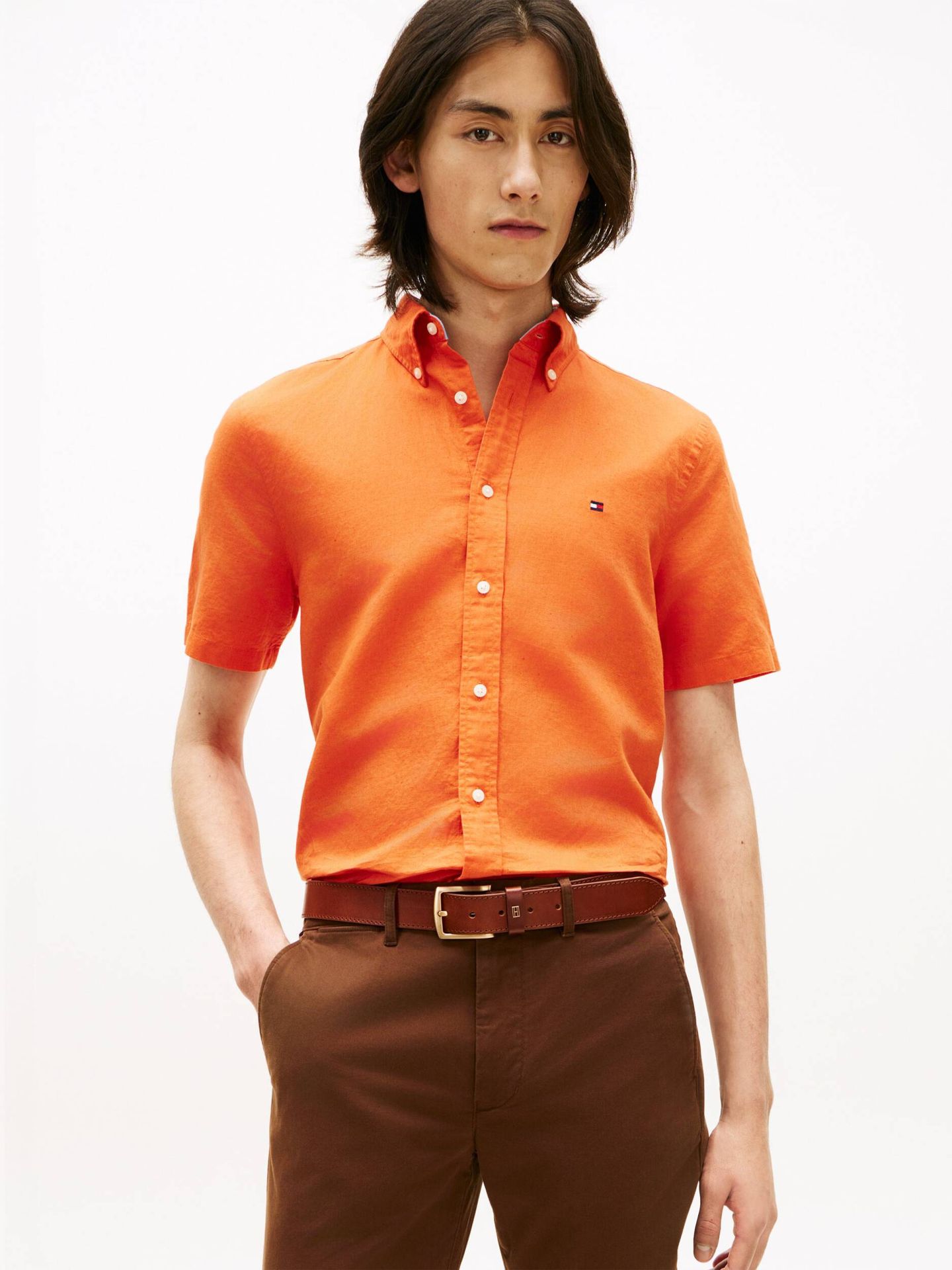 Tommy Hilfiger Koszula Regular Fit z dodatkiem lnu
