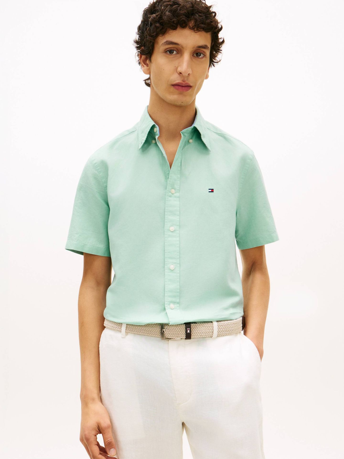 Tommy Hilfiger Koszula Regular Fit z dodatkiem lnu
