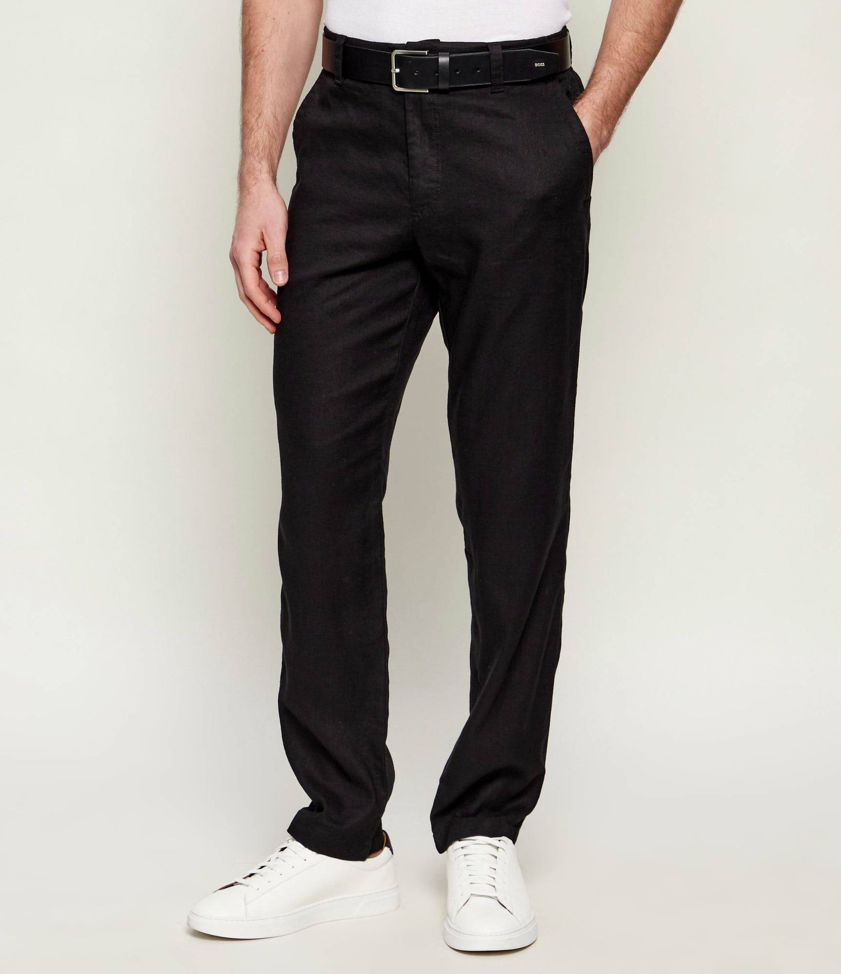 BOSS ORANGE Lniane spodnie chino Sanderson-L-3 Regular Fit