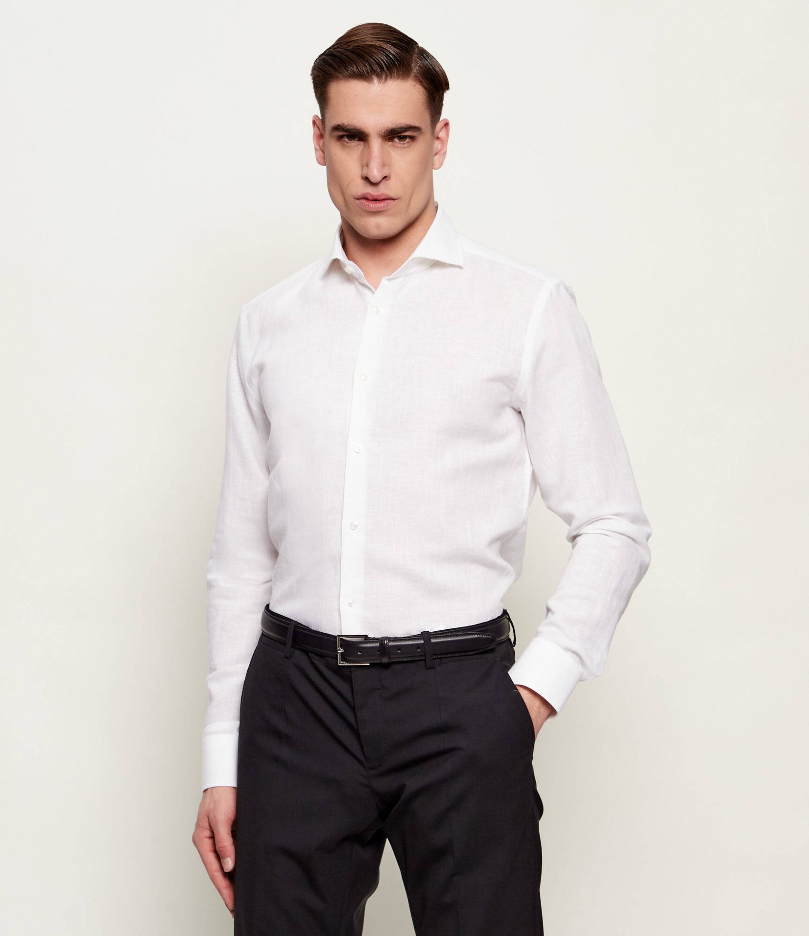 BOSS BLACK Lniana koszula H-HANK-SP-B1-C1-261 Slim Fit