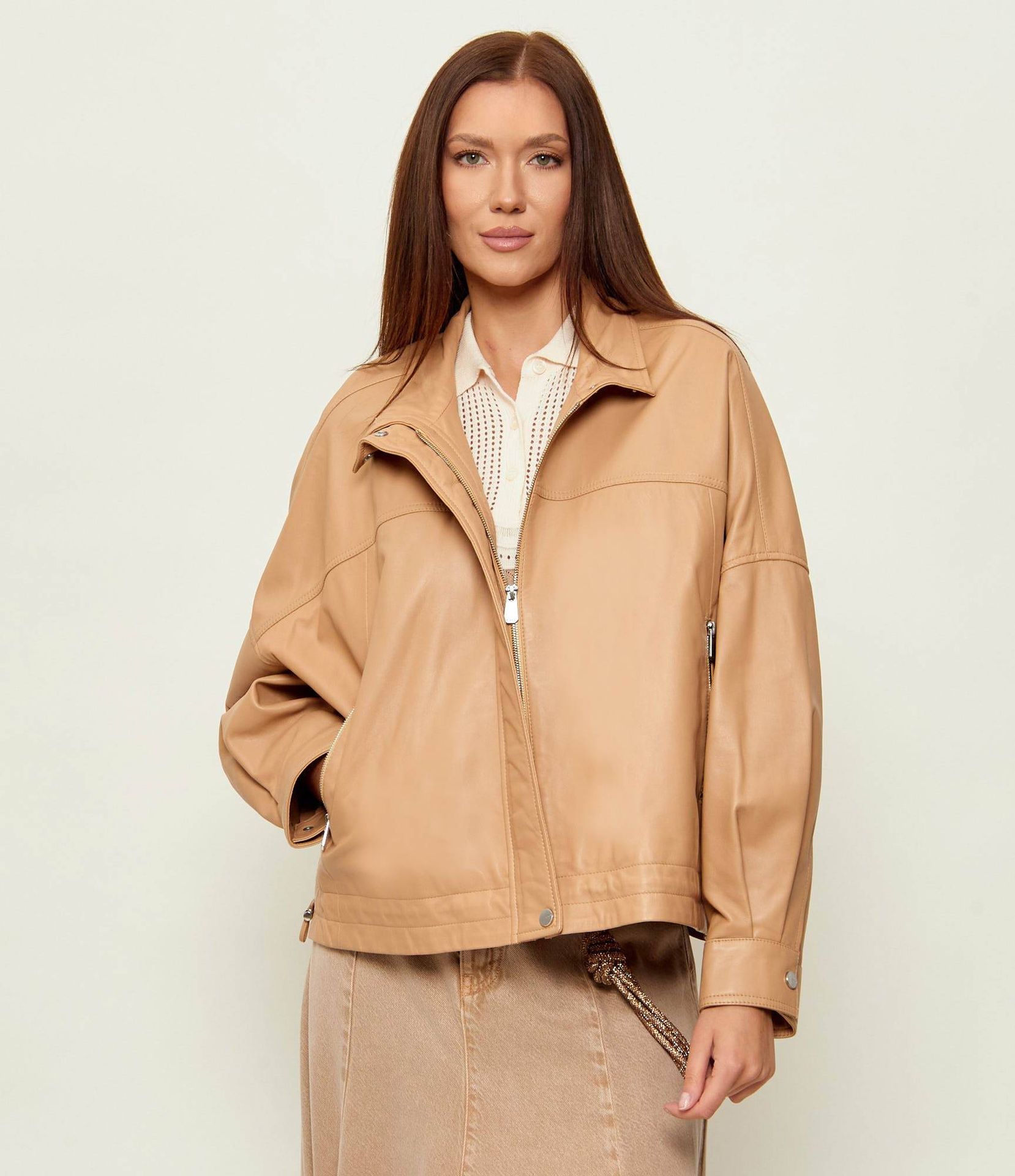 Pinko Skórzana kurtka BAILEE Relaxed fit