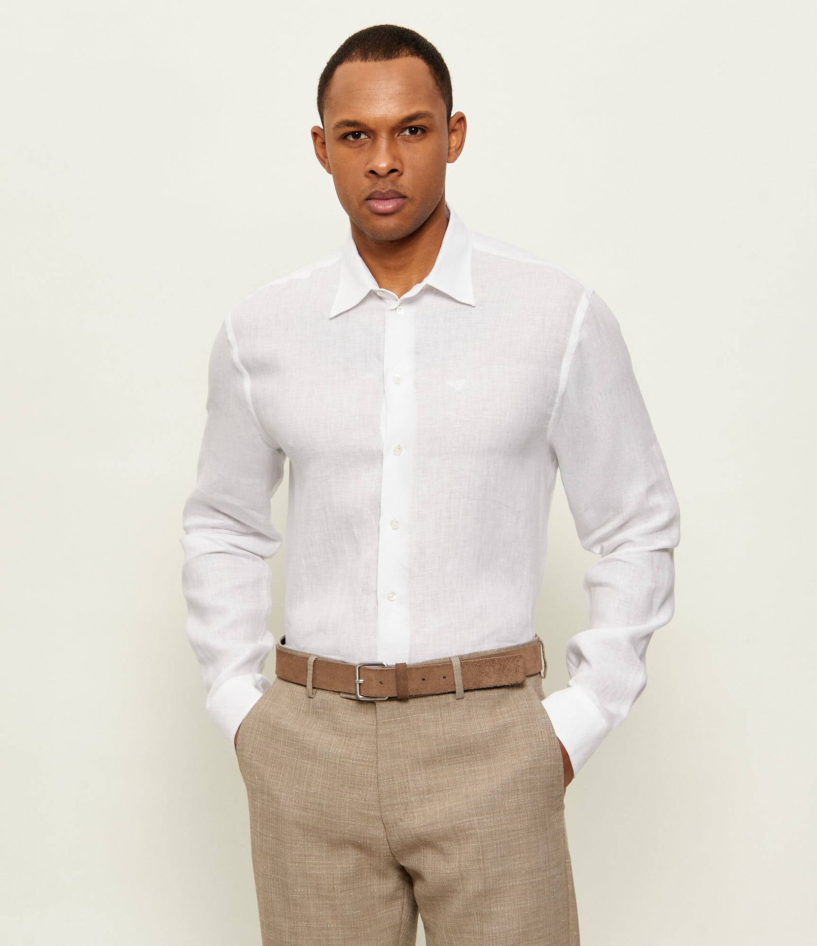 Emporio Armani Lniana koszula Regular Fit