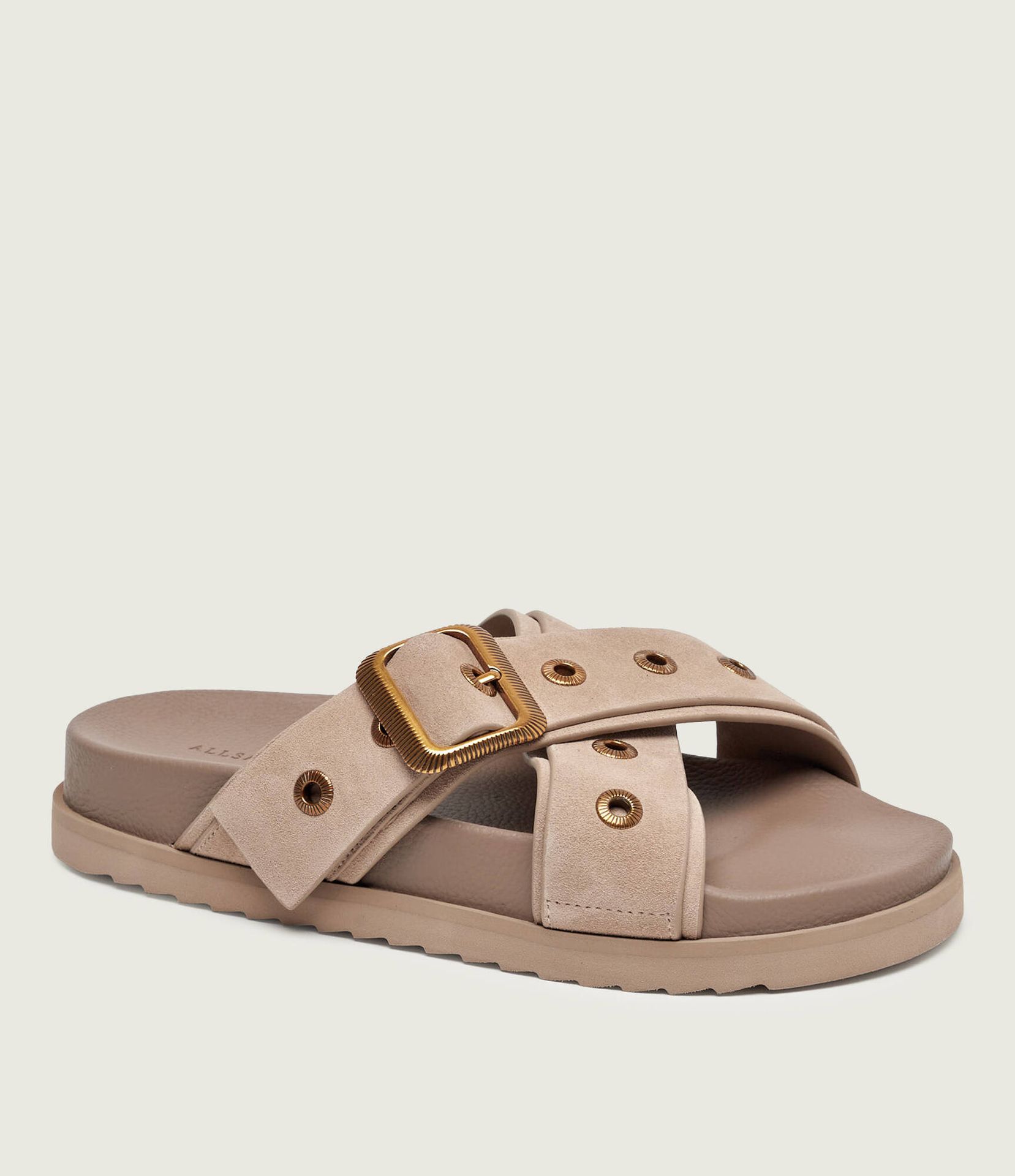 AllSaints Skórzane klapki SUKI WESTERN zamsz