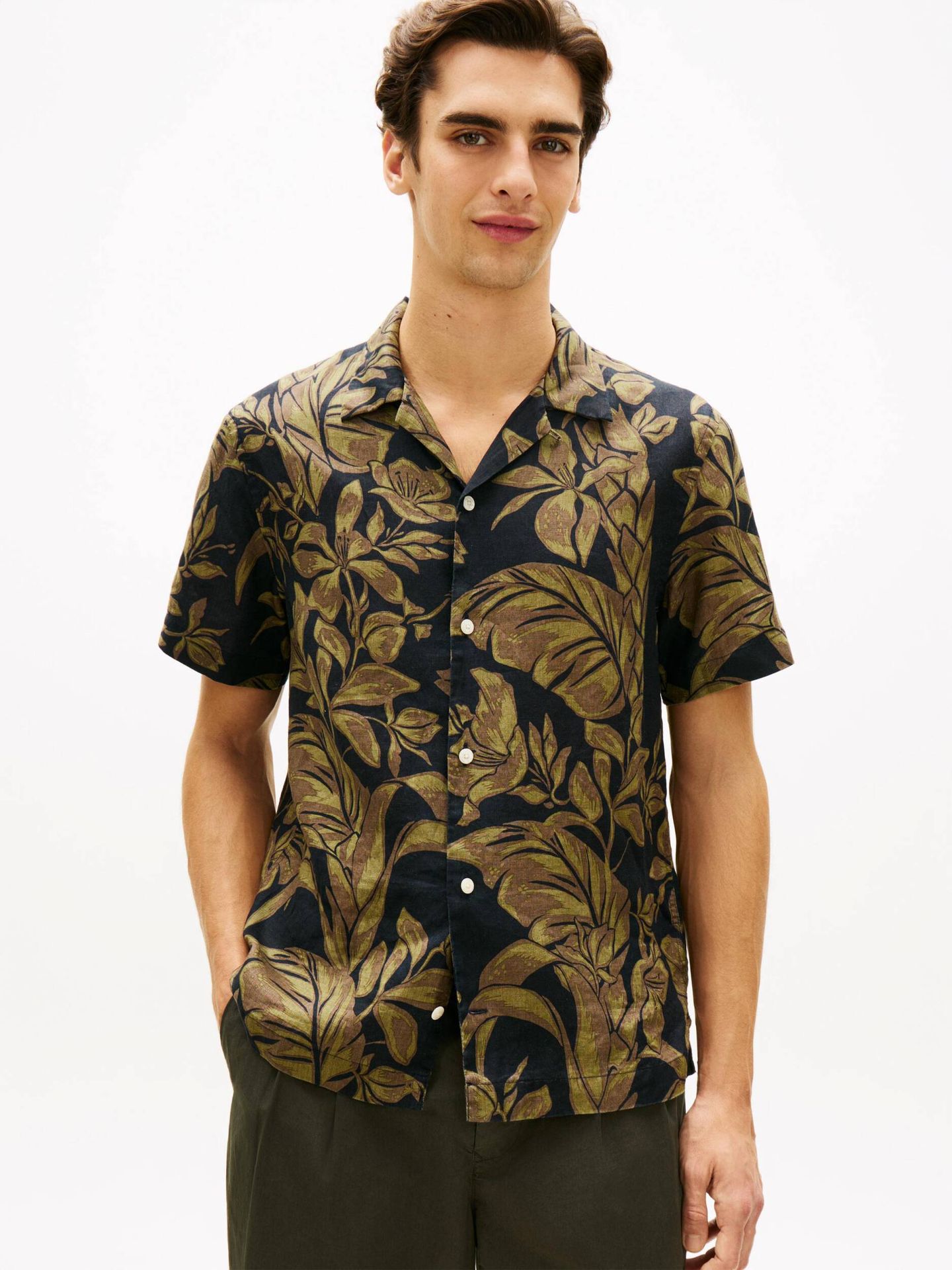 Tommy Hilfiger Lniana koszula FLORAL Regular Fit