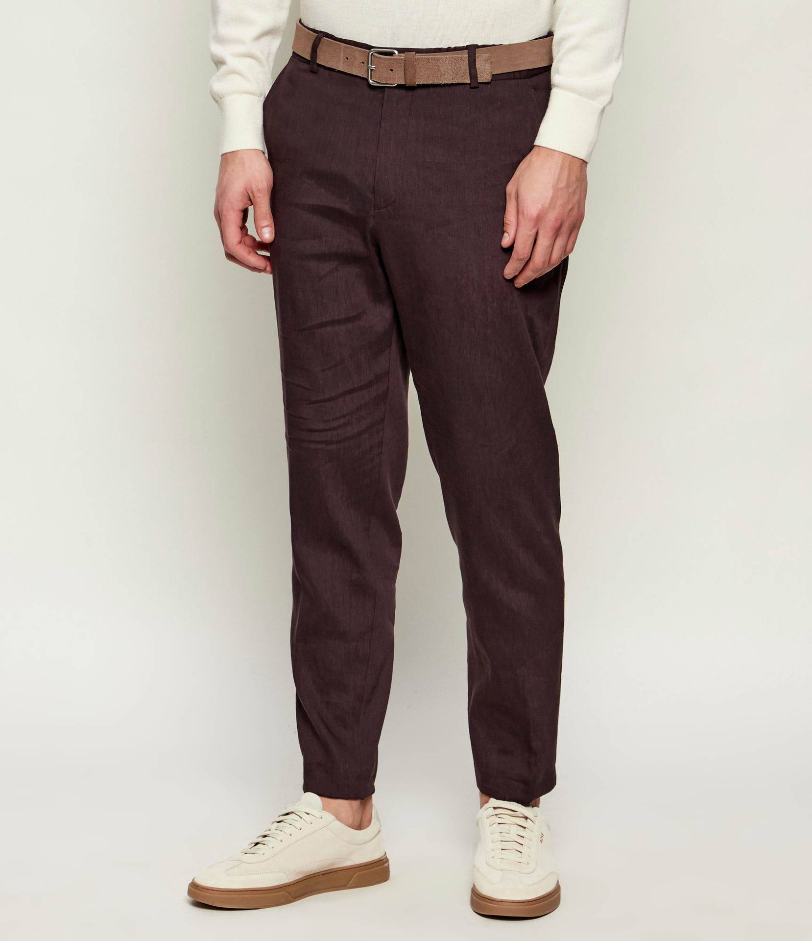 BOSS BLACK Lniane spodnie P-Perin-RDS-WG-262 Tapered fit