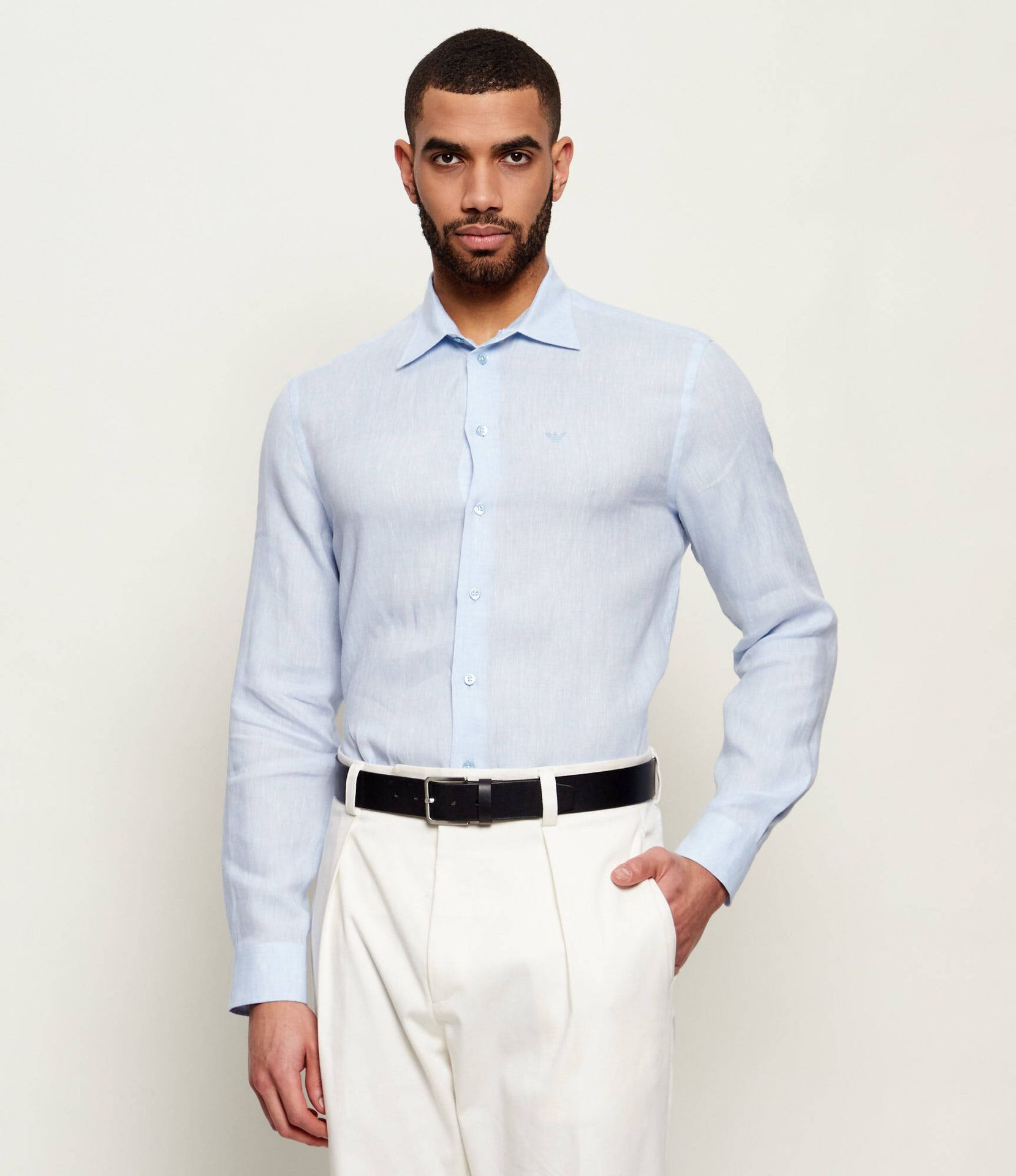 Emporio Armani Lniana koszula Regular Fit