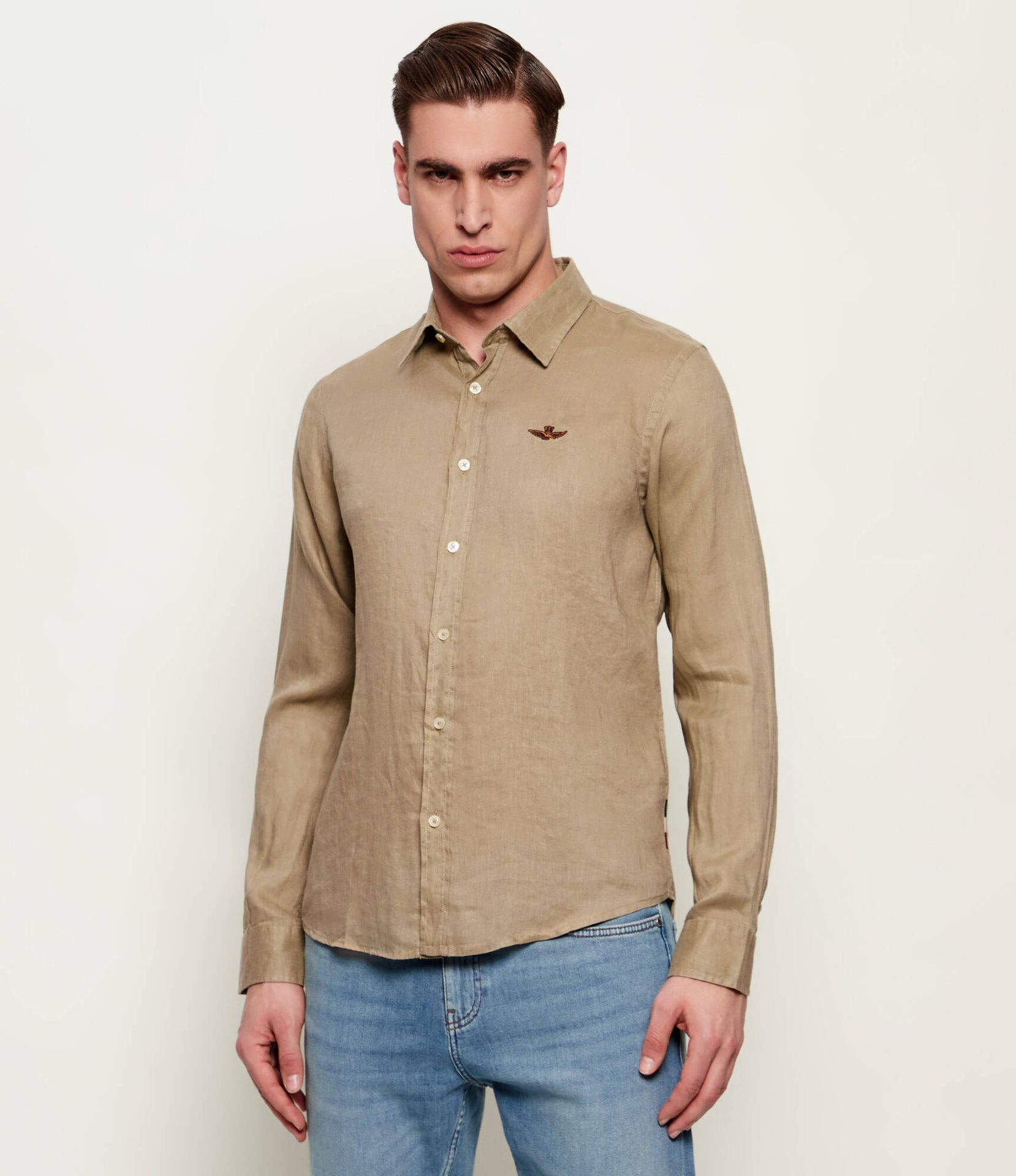Aeronautica Militare Lniana koszula Regular Fit