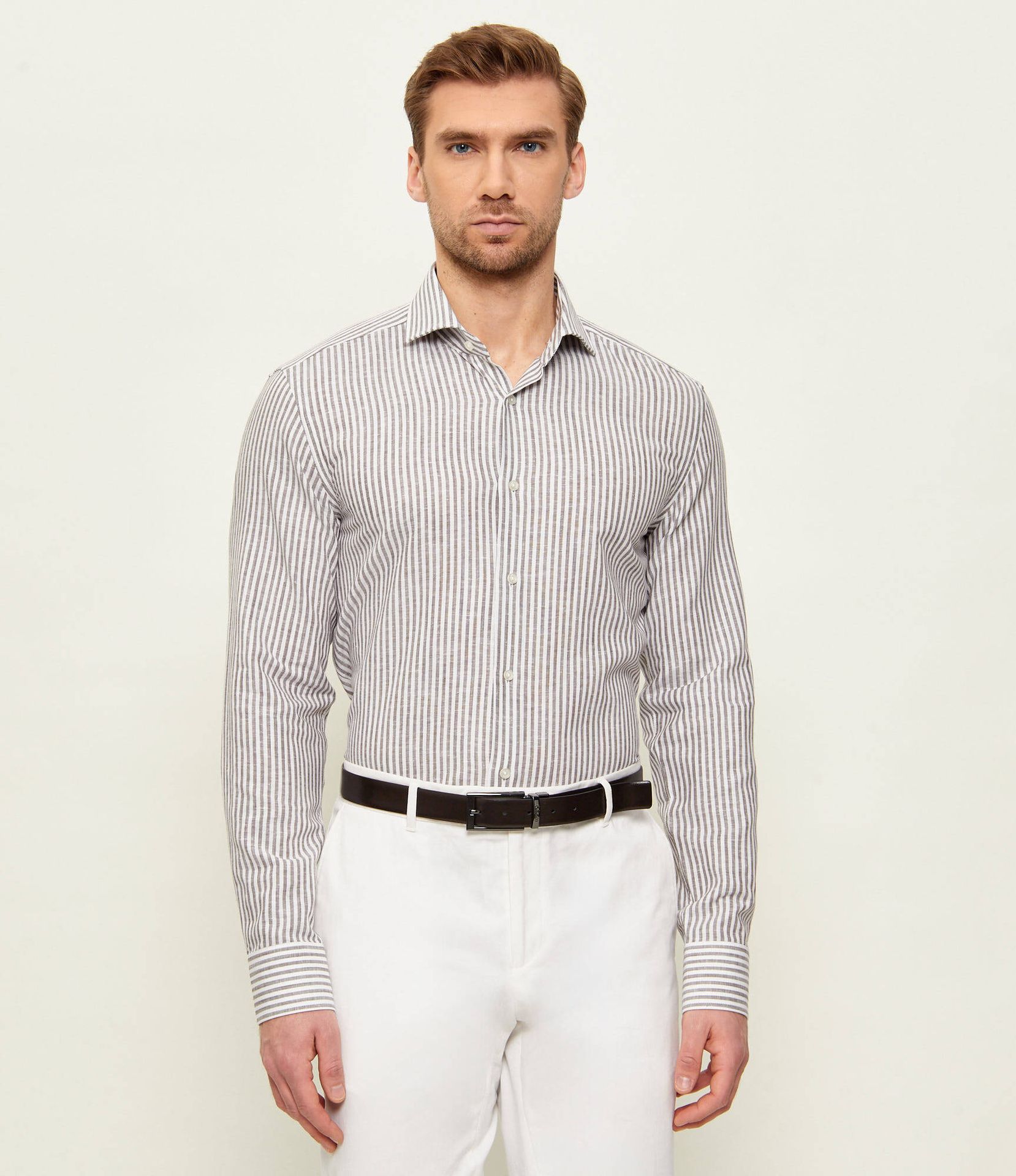 BOSS BLACK Lniana koszula H-HANK-SP-B1-C1-261 Slim Fit
