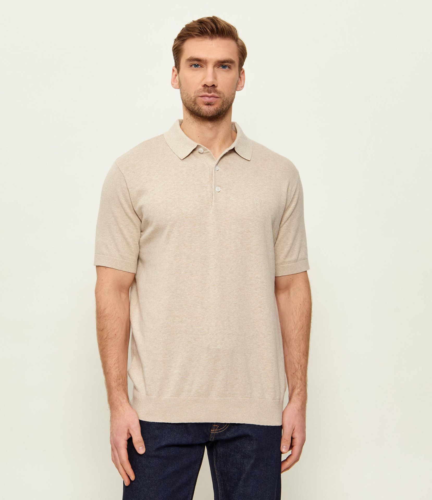 Barbour Polo Muston Regular Fit z dodatkiem lnu