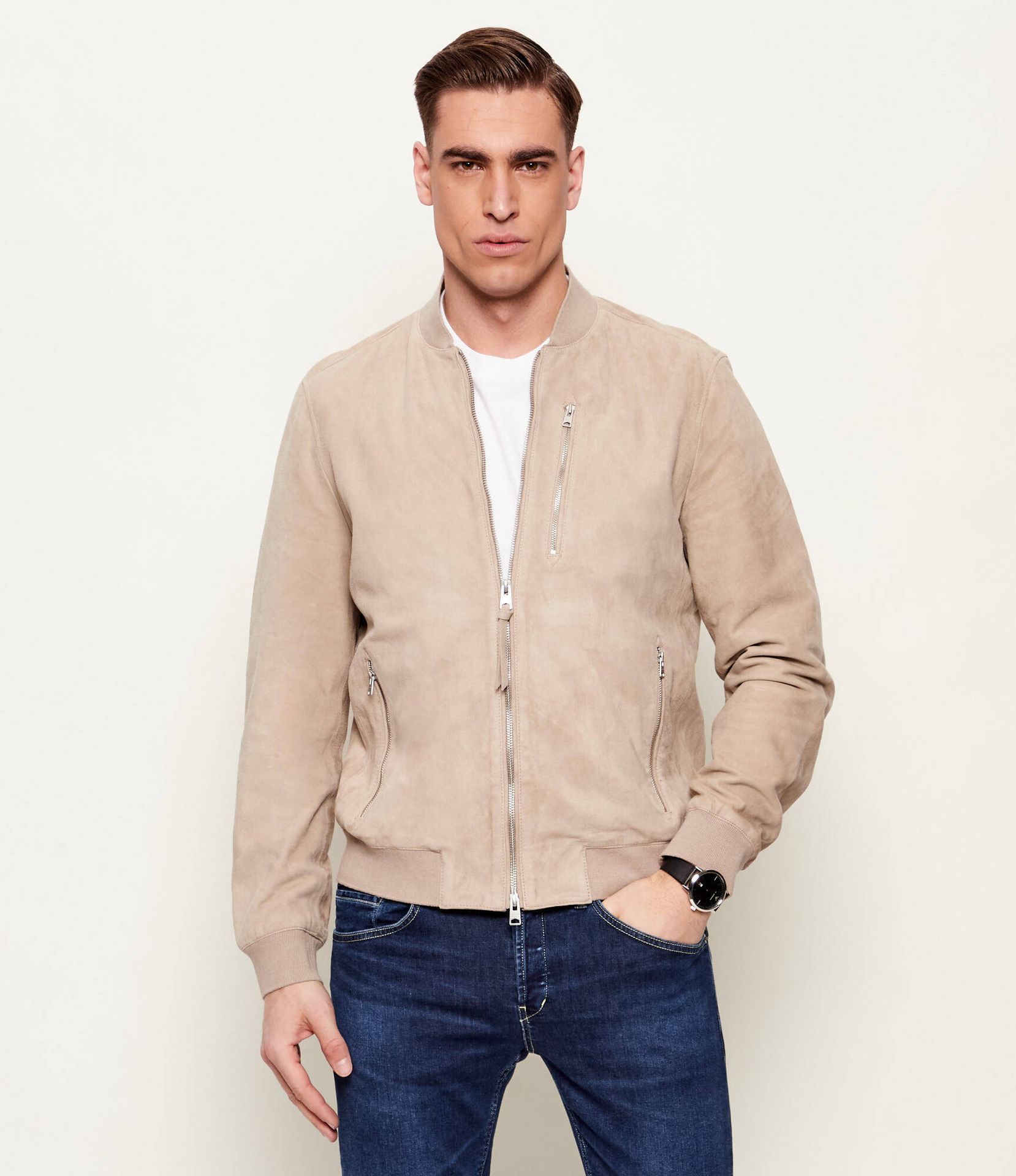 AllSaints Kurtka bomber KEMBLE Regular Fit zamsz