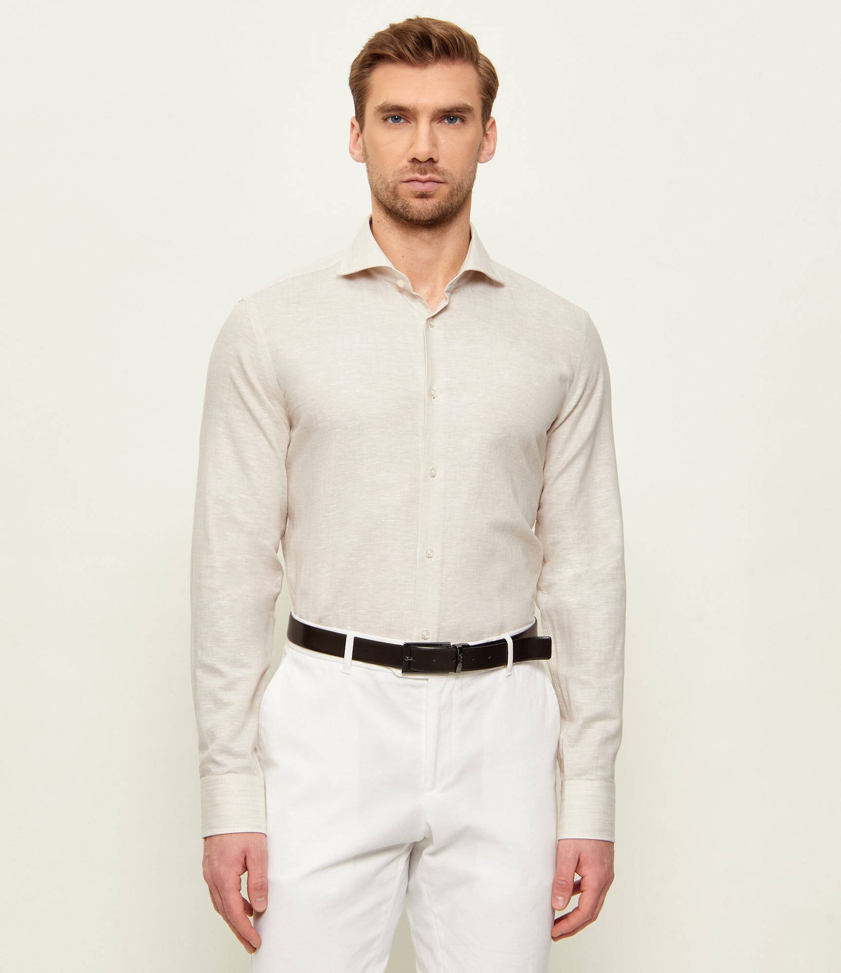 BOSS BLACK Lniana koszula H-HANK-SP-B1-C1-261 Slim Fit