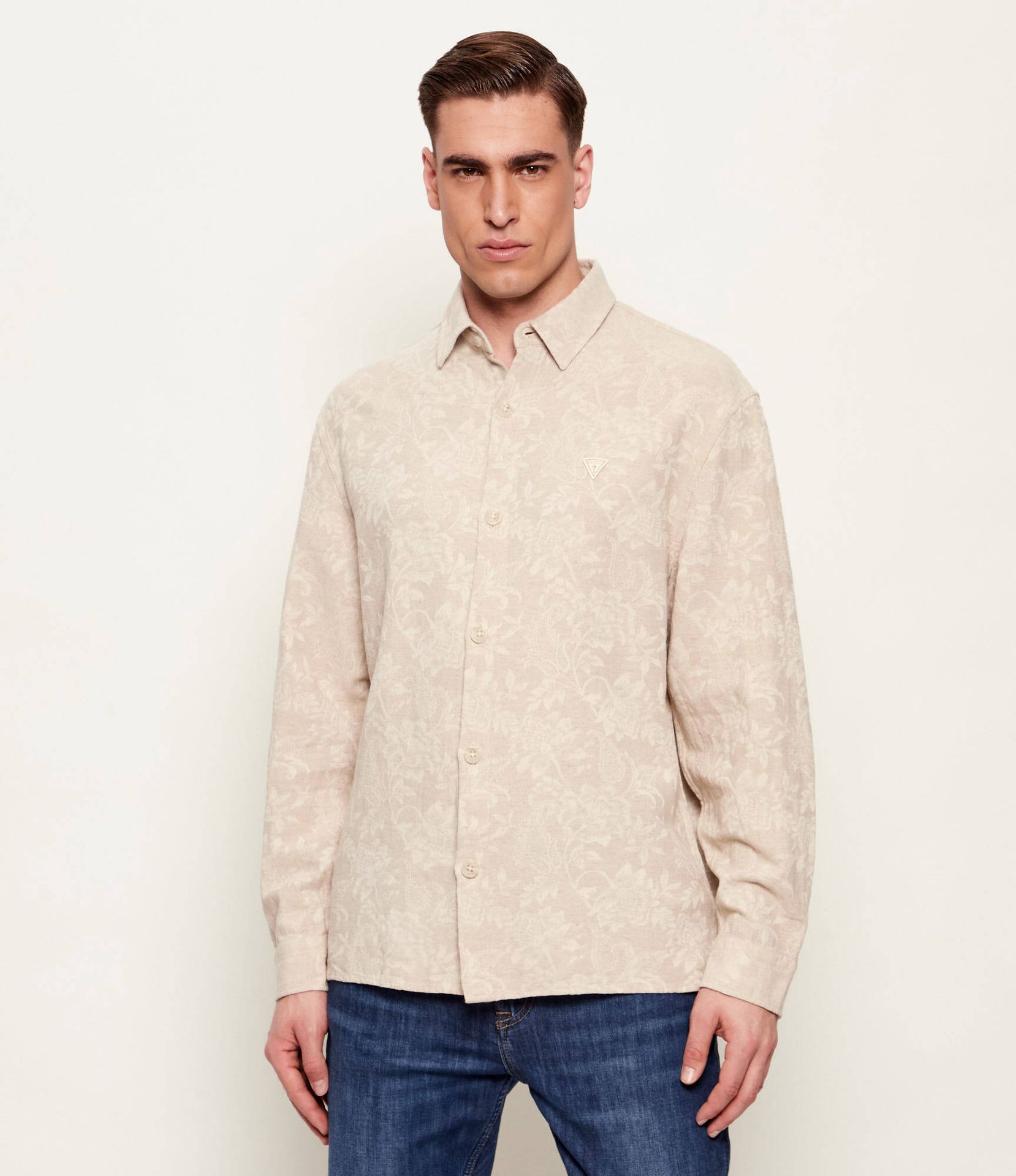 GUESS Koszula Relaxed fit z dodatkiem lnu