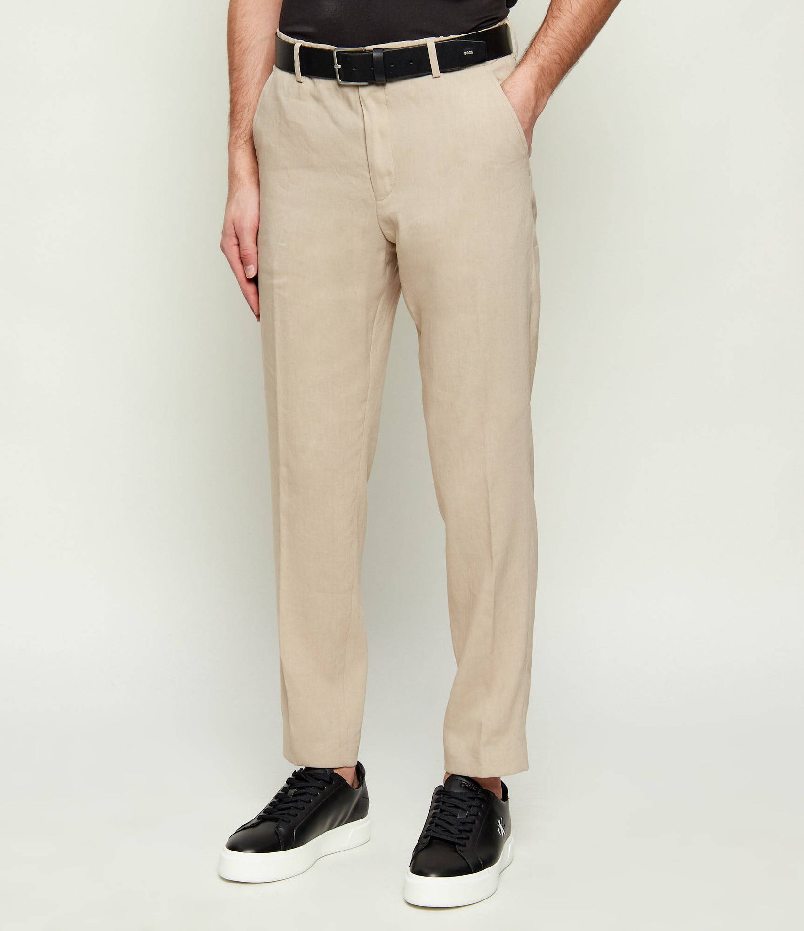 BOSS BLACK Lniane spodnie P-Perin-RDS-WG-262 Tapered fit
