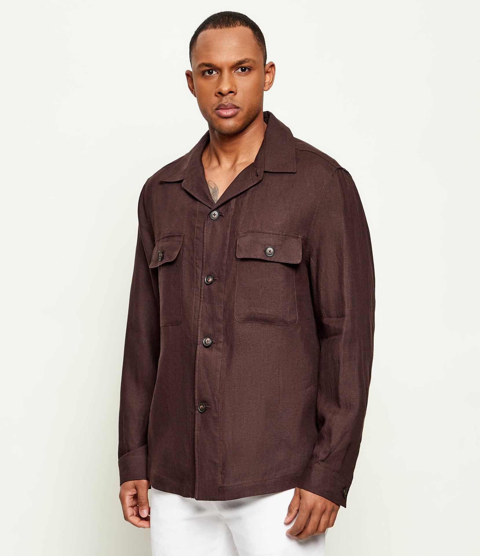 BOSS BLACK Lniana koszula C-Carper-OS-262F Relaxed fit
