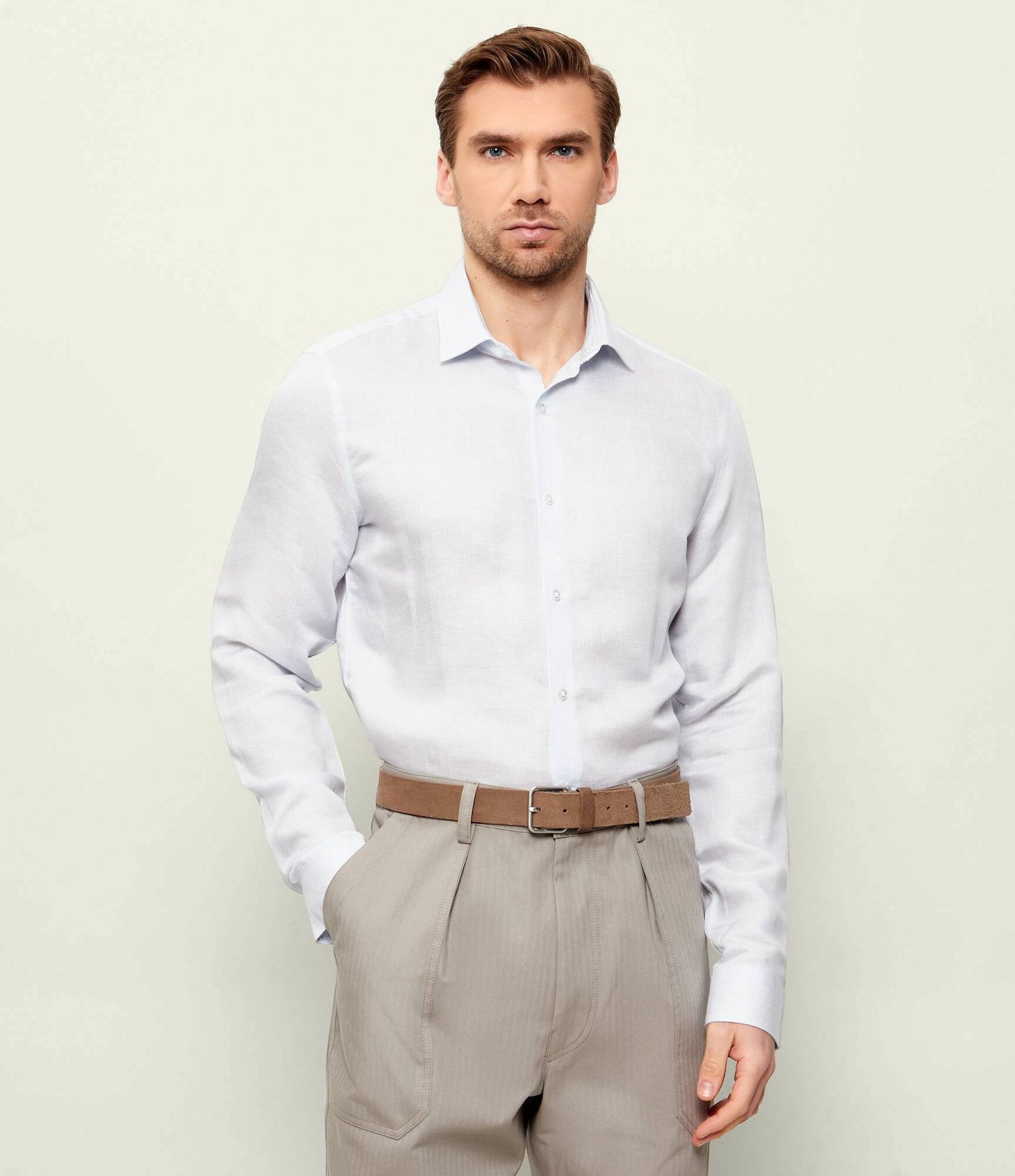 Calvin Klein Lniana koszula Slim Fit