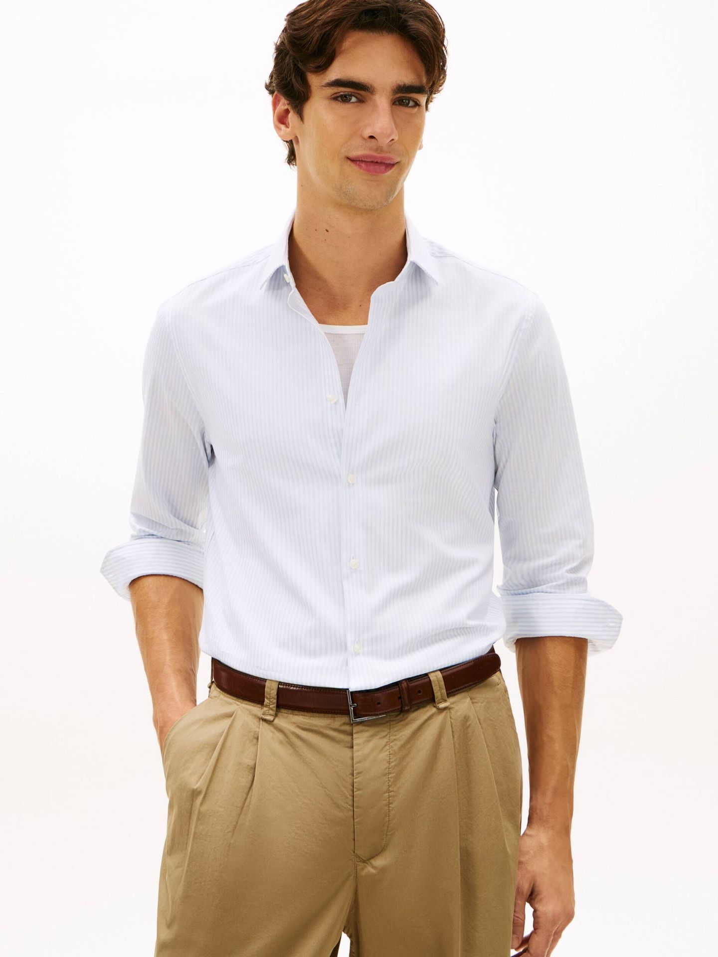 Tommy Hilfiger Koszula strech Slim Fit z dodatkiem lnu