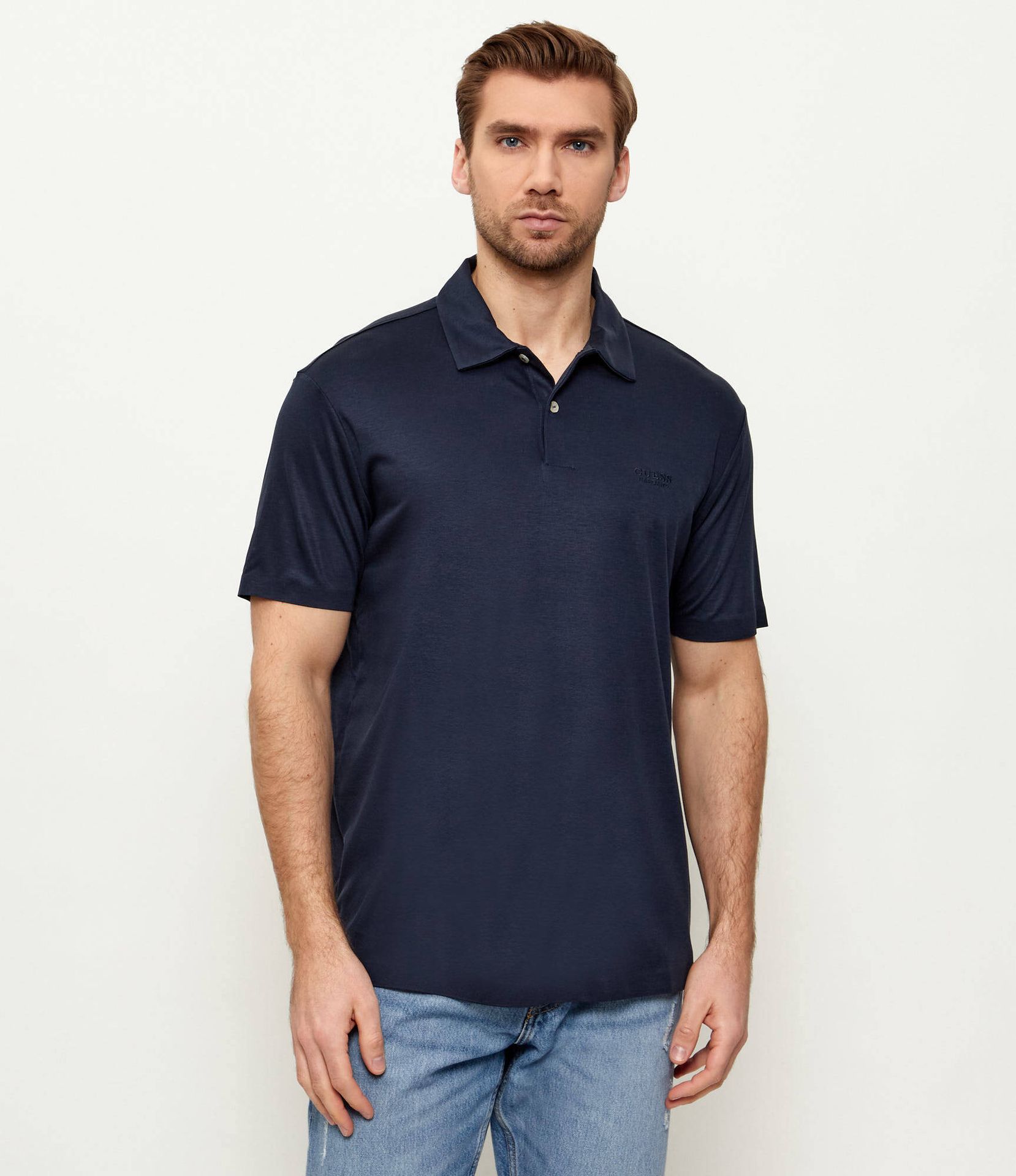 GUESS Polo Regular Fit z dodatkiem jedwabiu