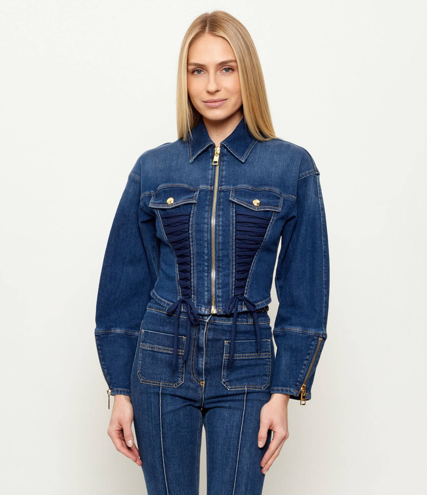 Elisabetta Franchi Kurtka jeansowa Slim Fit