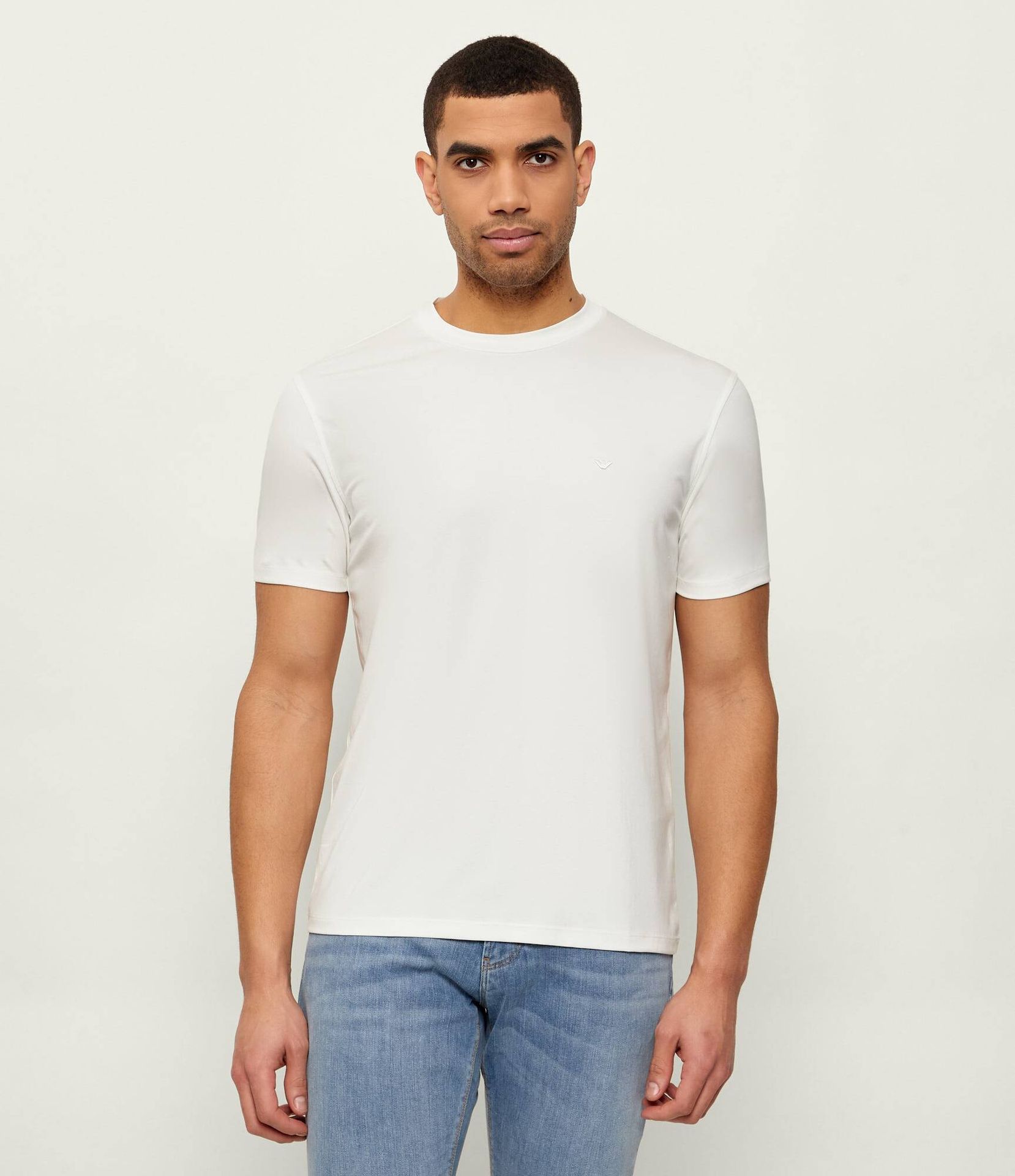 Emporio Armani T-shirt Slim Fit z dodatkiem jedwabiu