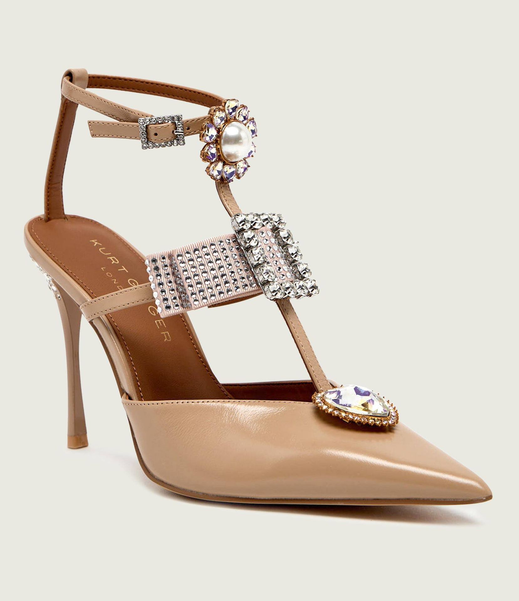 Kurt Geiger Skórzane szpilki BOW POINT GLADIATOR