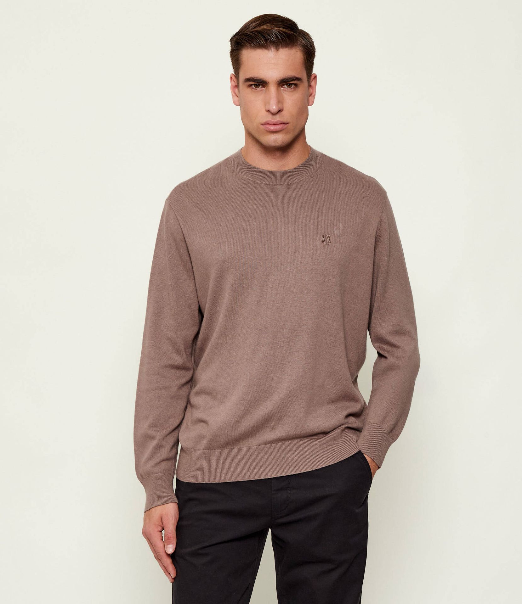Armani Exchange Sweter Regular Fit z dodatkiem jedwabiu