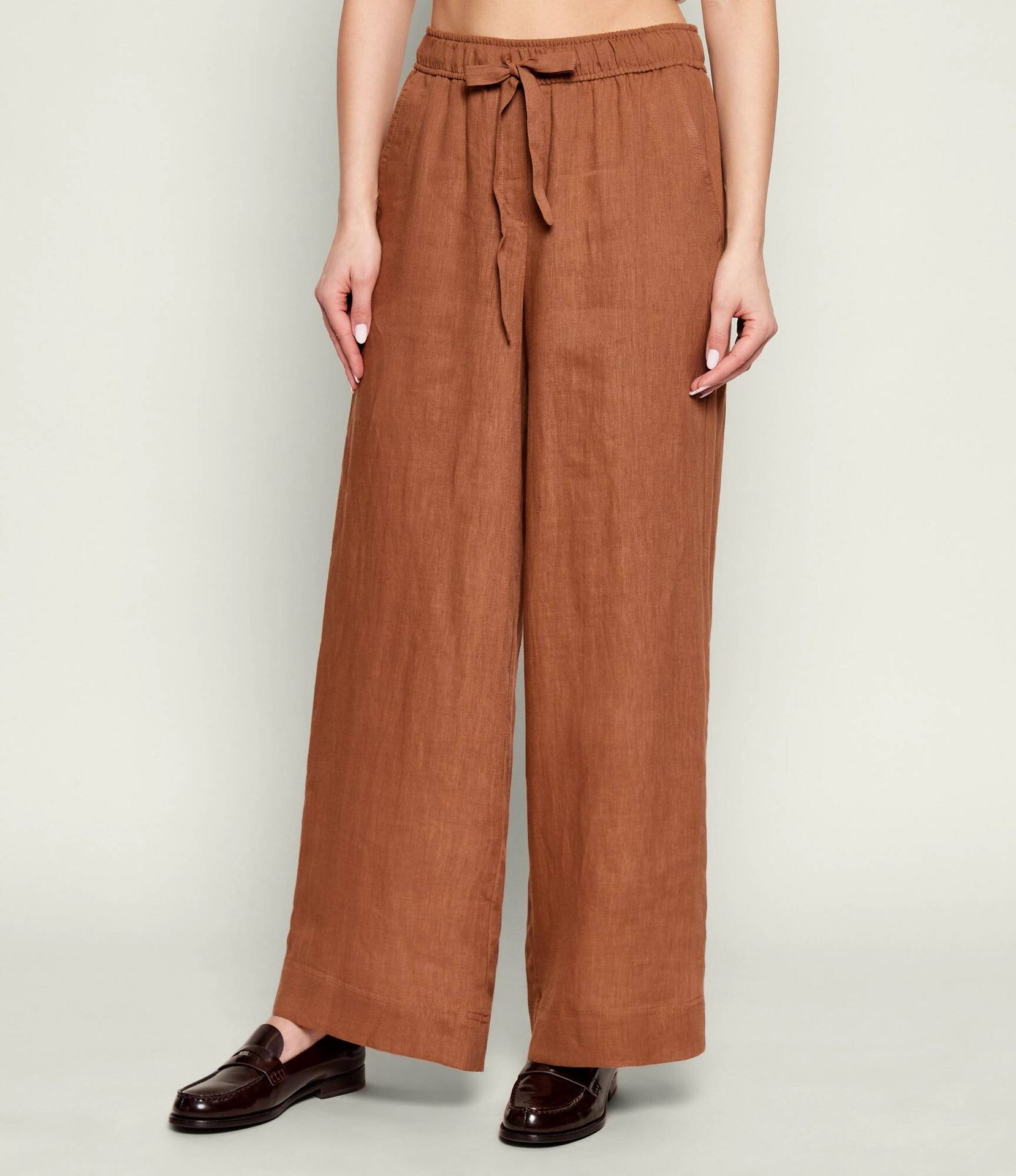 Marella SPORT Lniane spodnie MLSUOMO Relaxed fit