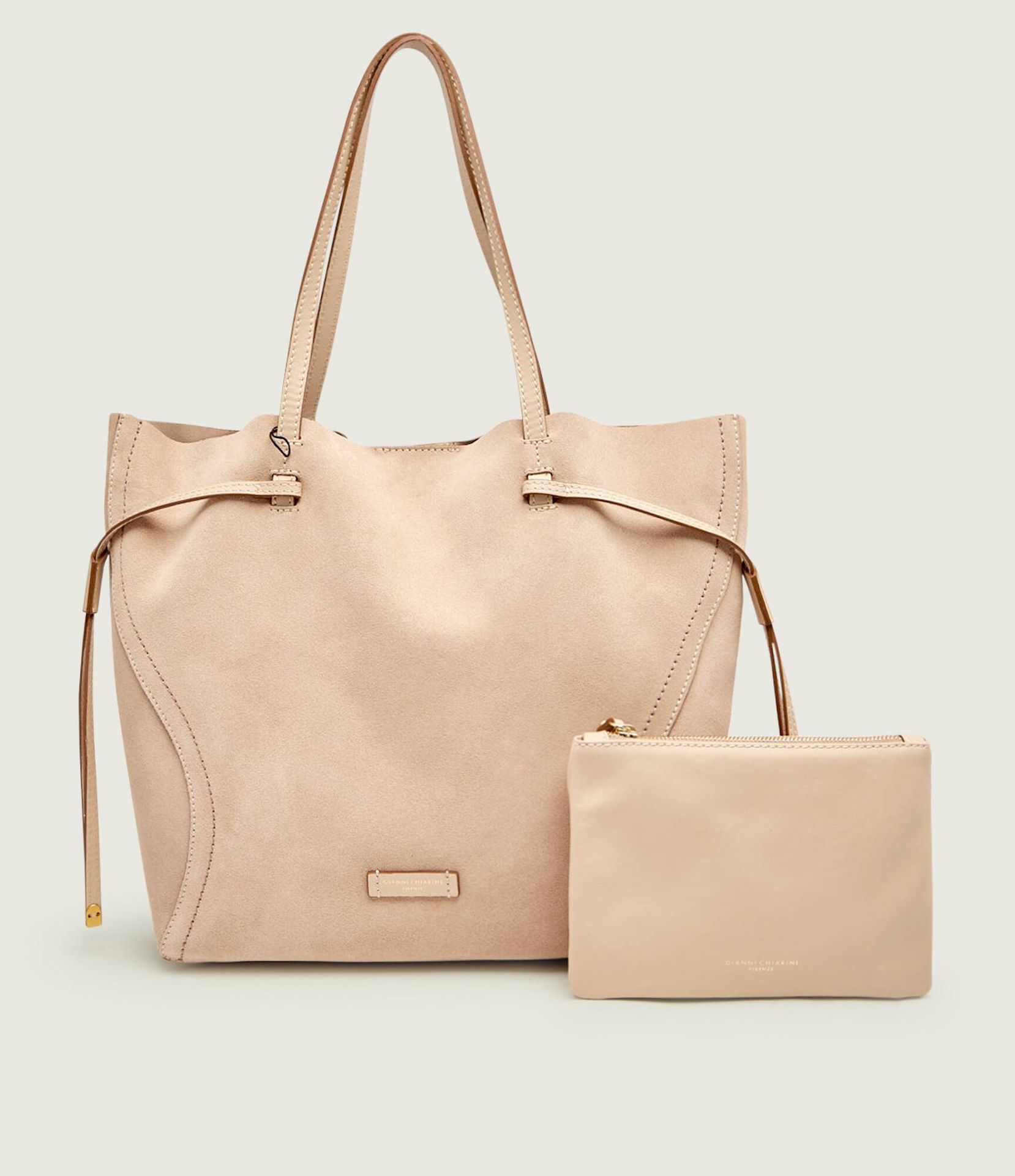 GIANNI CHIARINI Shopperka + saszetka VIOLETTE zamsz