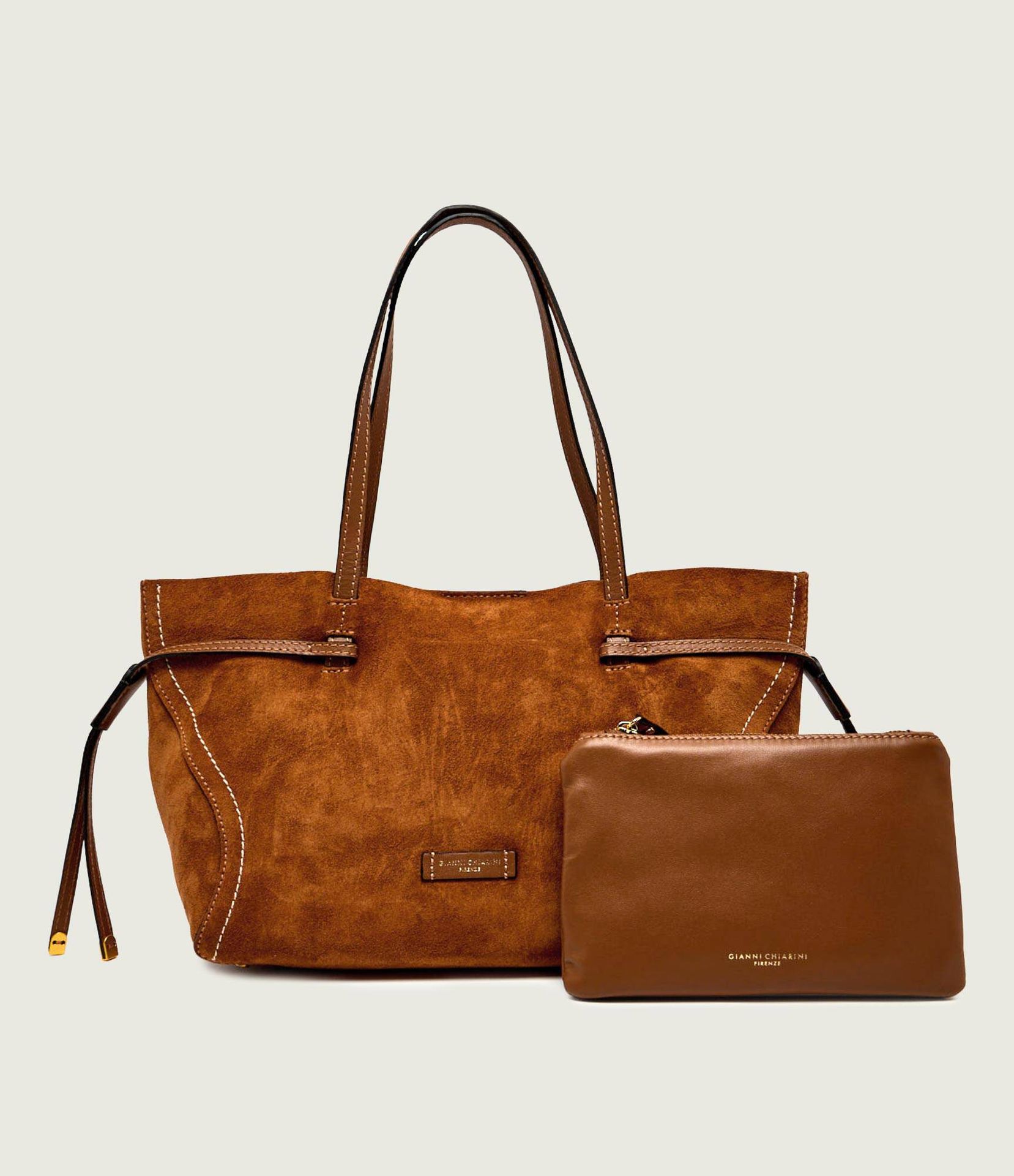 GIANNI CHIARINI Shopperka + saszetka VIOLETTE zamsz