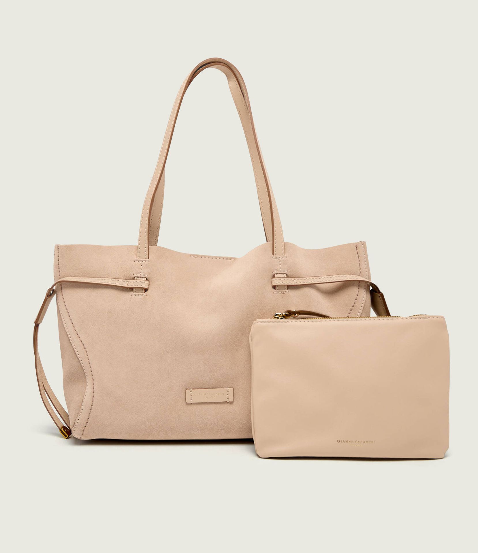GIANNI CHIARINI Shopperka + saszetka VIOLETTE zamsz