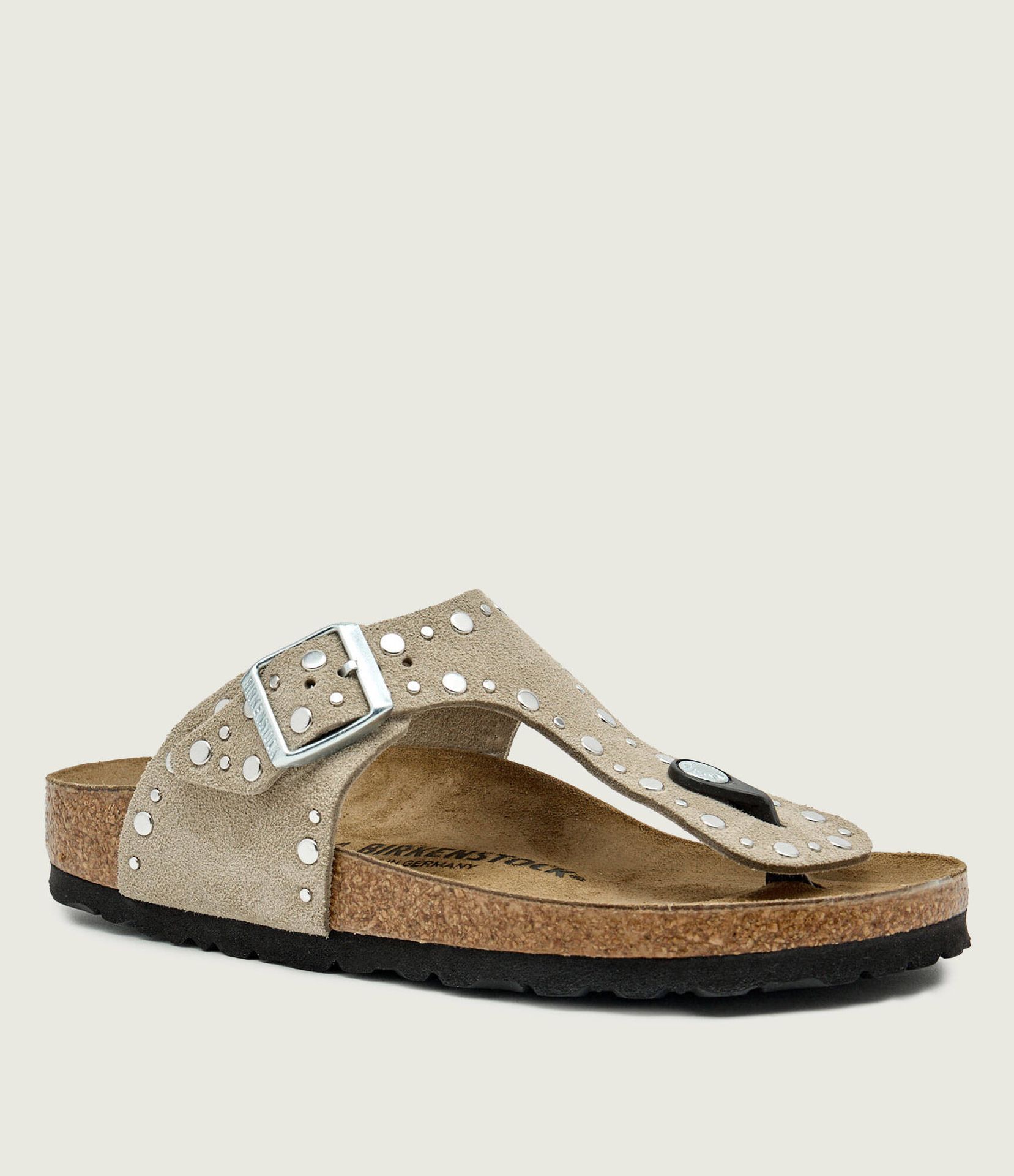 Birkenstock Japonki Gizeh Rivet LEVE narrow fit zamsz