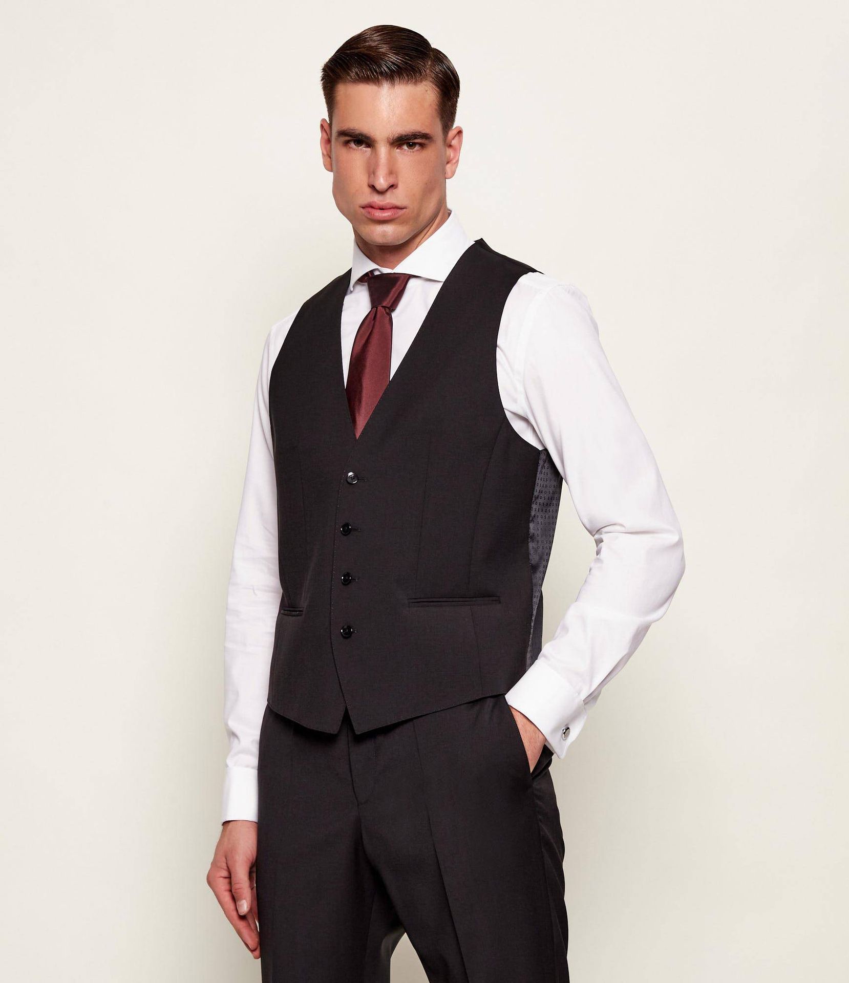 BOSS BLACK Wełniana kamizelka H-HUGE Slim Fit