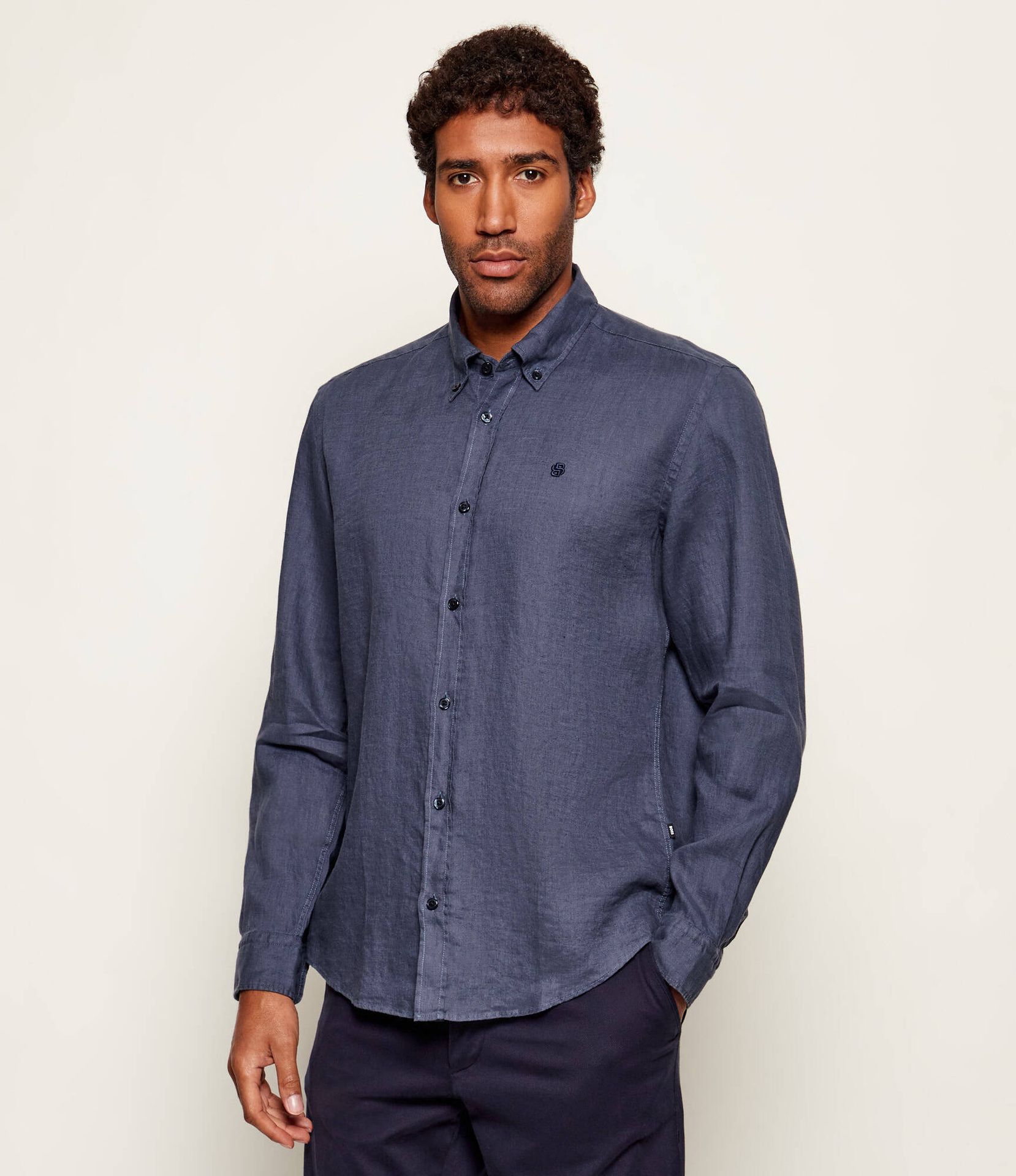 BOSS BLACK Lniana koszula H-LIAM-BD-E-C1-261 Regular Fit
