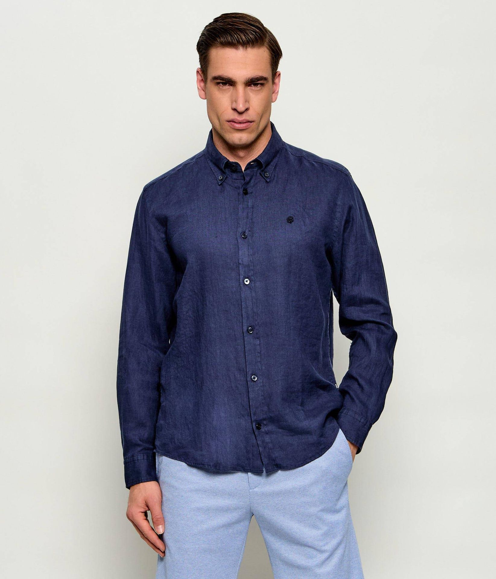 BOSS BLACK Lniana koszula H-LIAM-BD-E-C1-261 Regular Fit