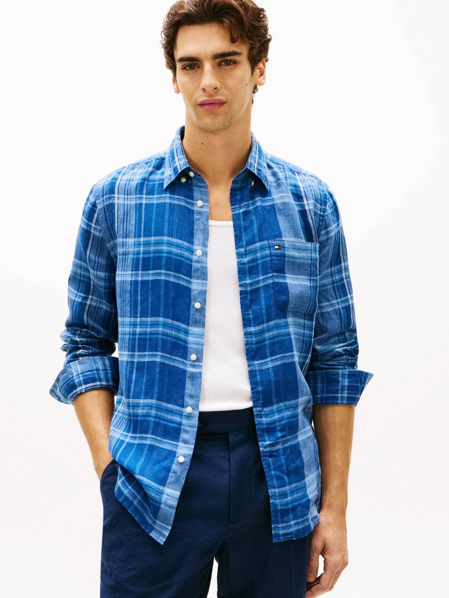 Tommy Hilfiger Lniana koszula SUMMER MADRAS Regular Fit