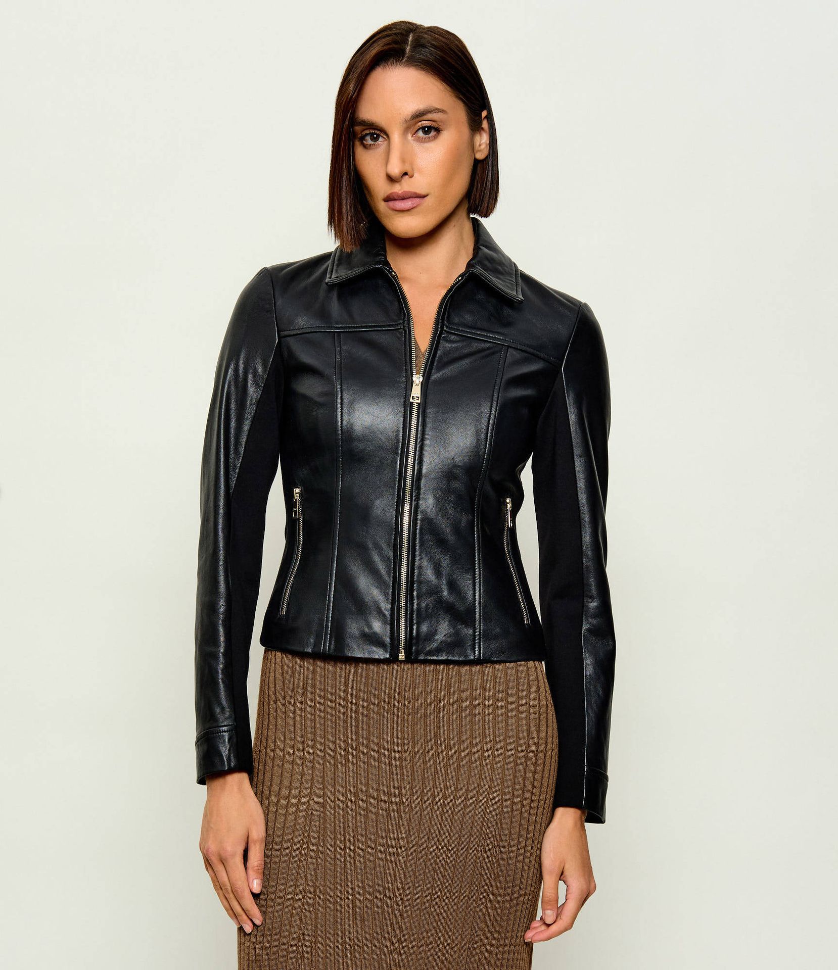 Liu Jo Skórzana kurtka Slim Fit