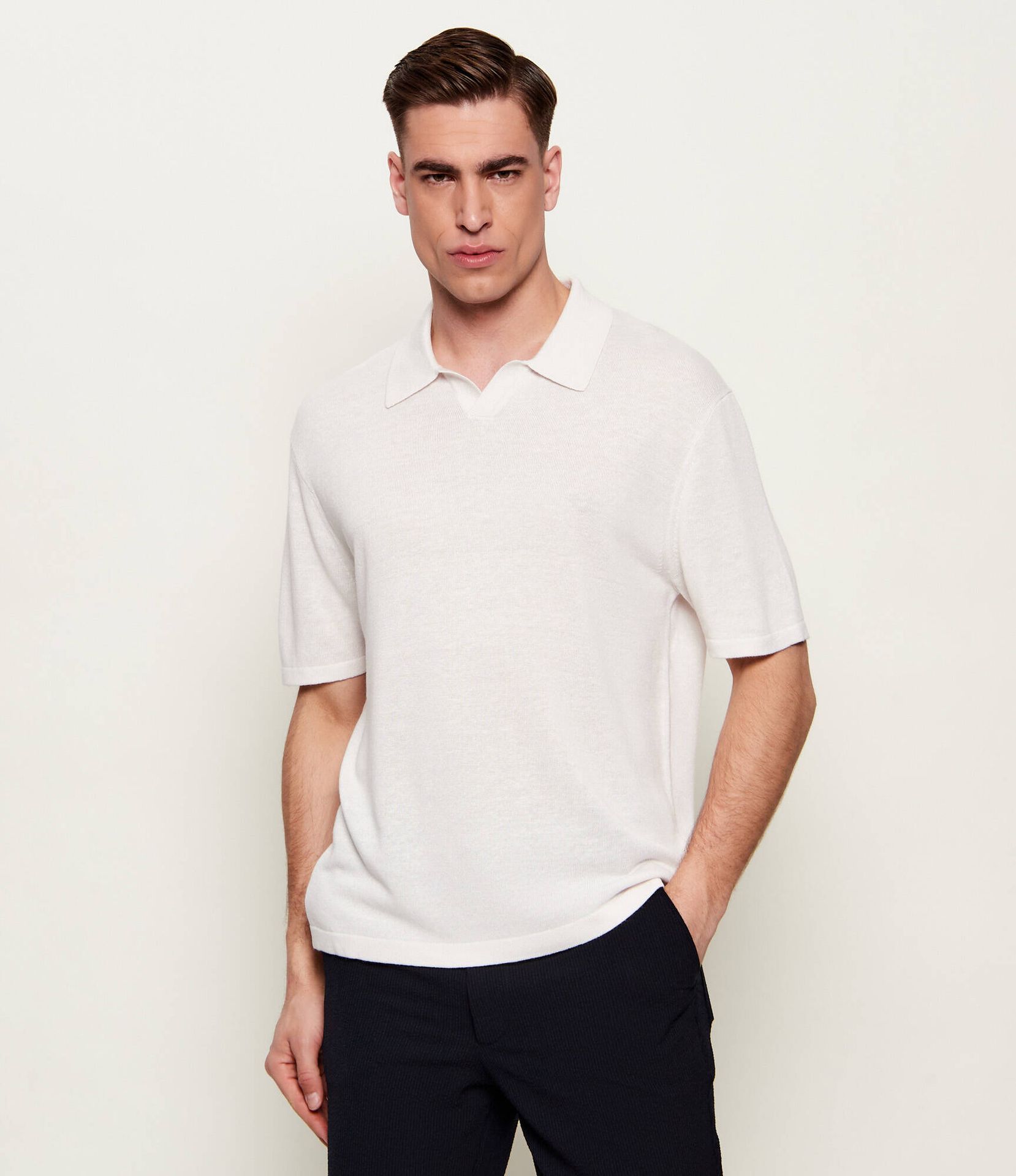 Calvin Klein Polo JOHNNY Loose fit z dodatkiem lnu