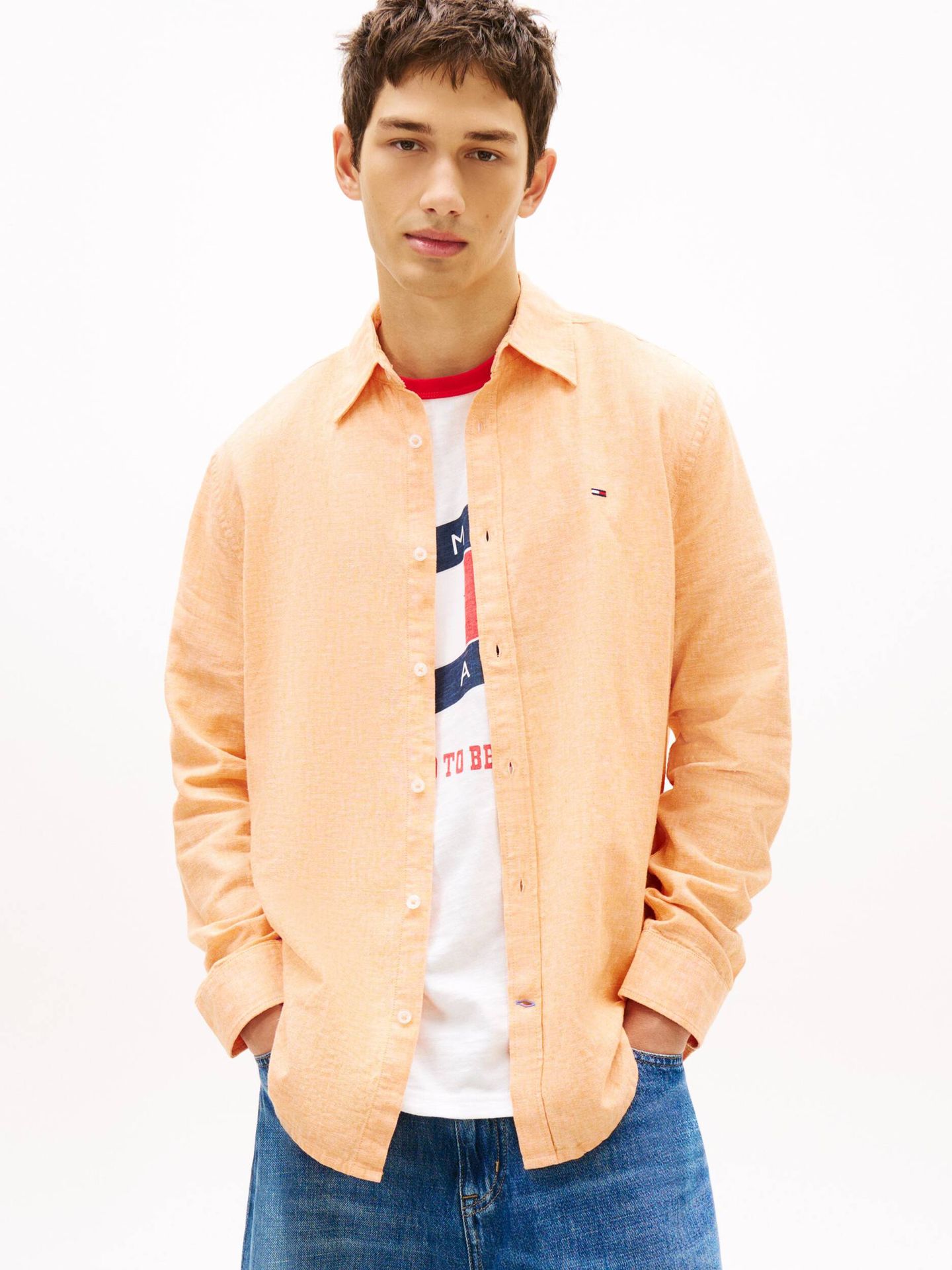 Tommy Jeans Lniana koszula Regular Fit