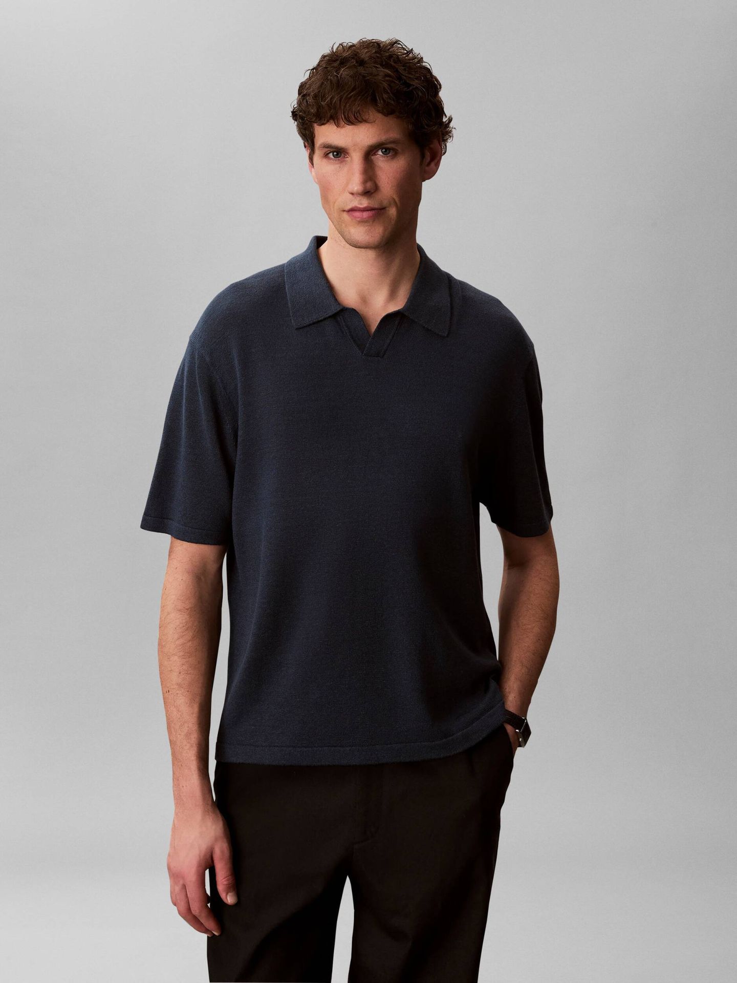 Calvin Klein Polo JOHNNY Loose fit z dodatkiem lnu