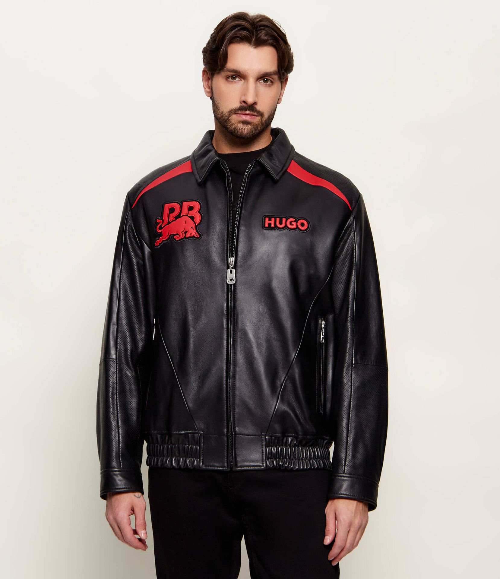 HUGO Skórzana kurtka bomber Lugor Hugo x Racing Bulls Relaxed fit