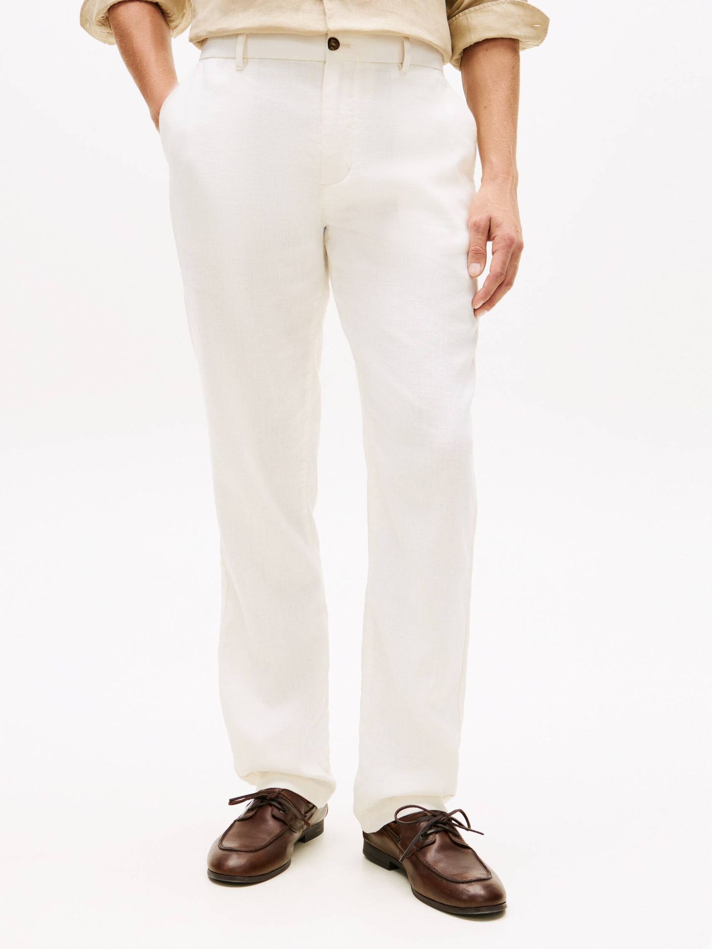 Tommy Hilfiger Lniane spodnie chino DENTON Straight fit