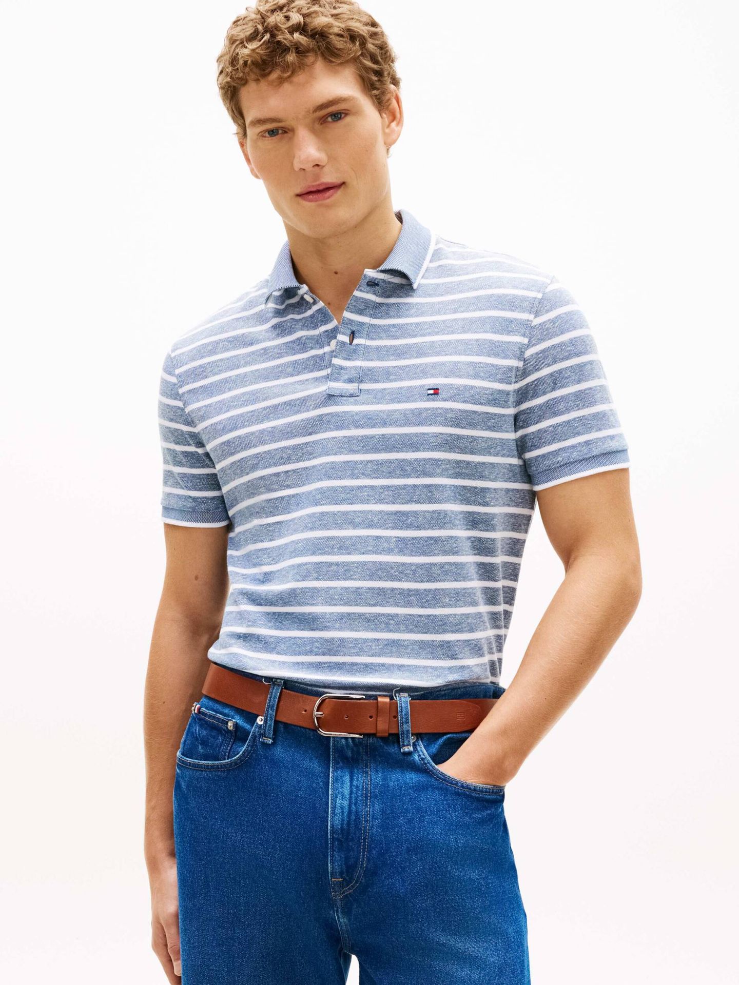 Tommy Hilfiger Polo Regular Fit z dodatkiem lnu