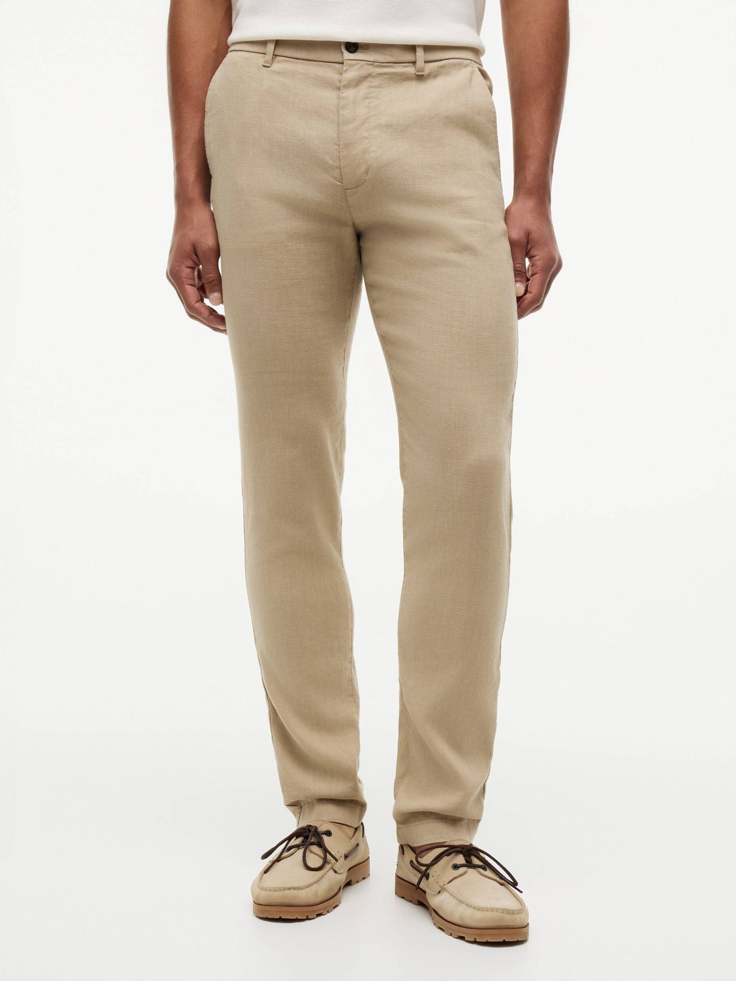 Tommy Hilfiger Lniane spodnie chino DENTON Slim Fit