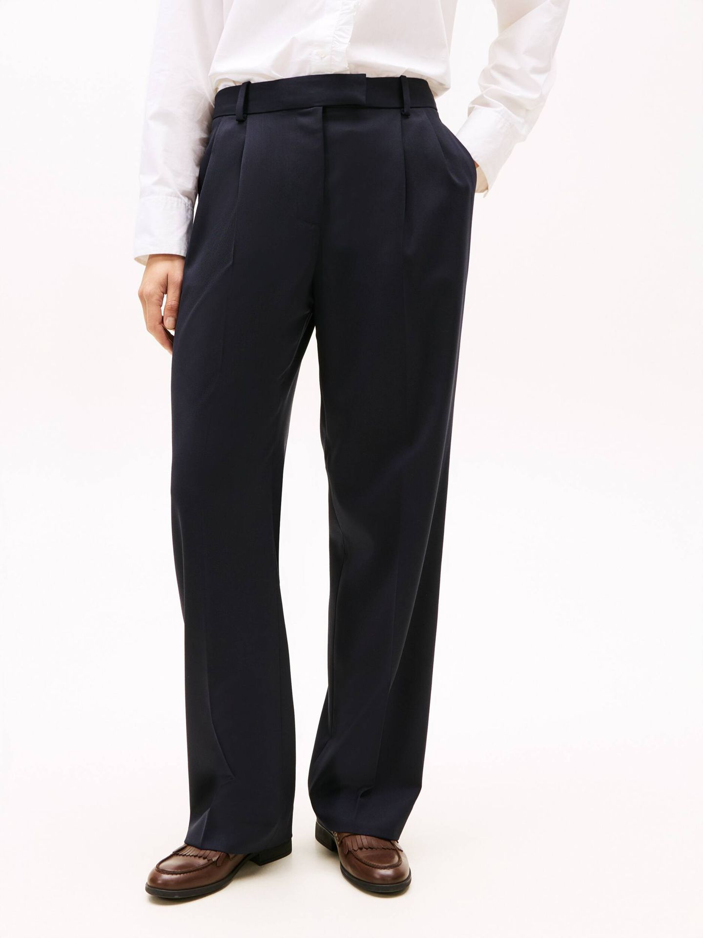 Tommy Hilfiger Spodnie Loose fit z dodatkiem wełny