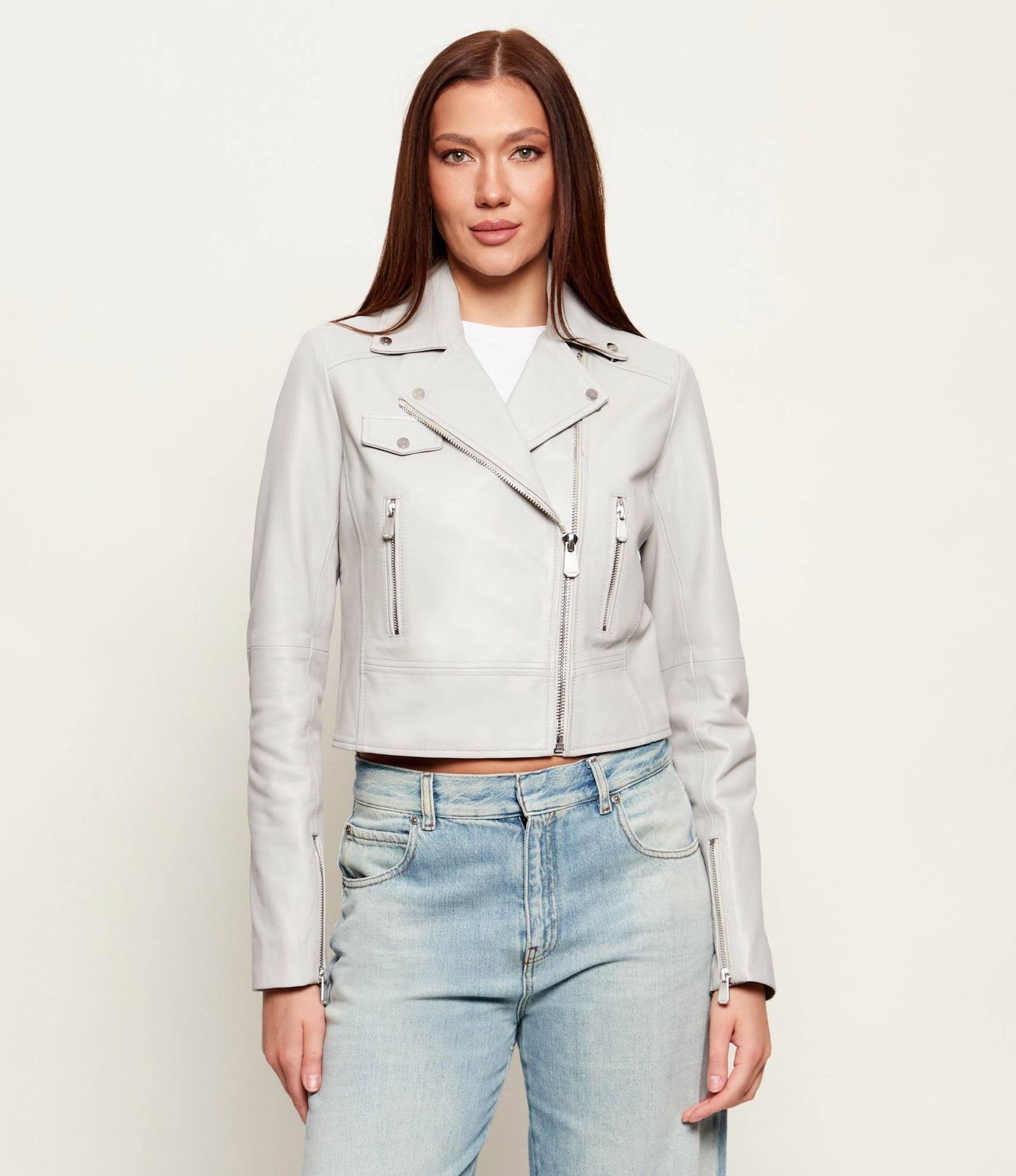 Pinko Skórzana kurtka NEW SENSIBILE Cropped Fit