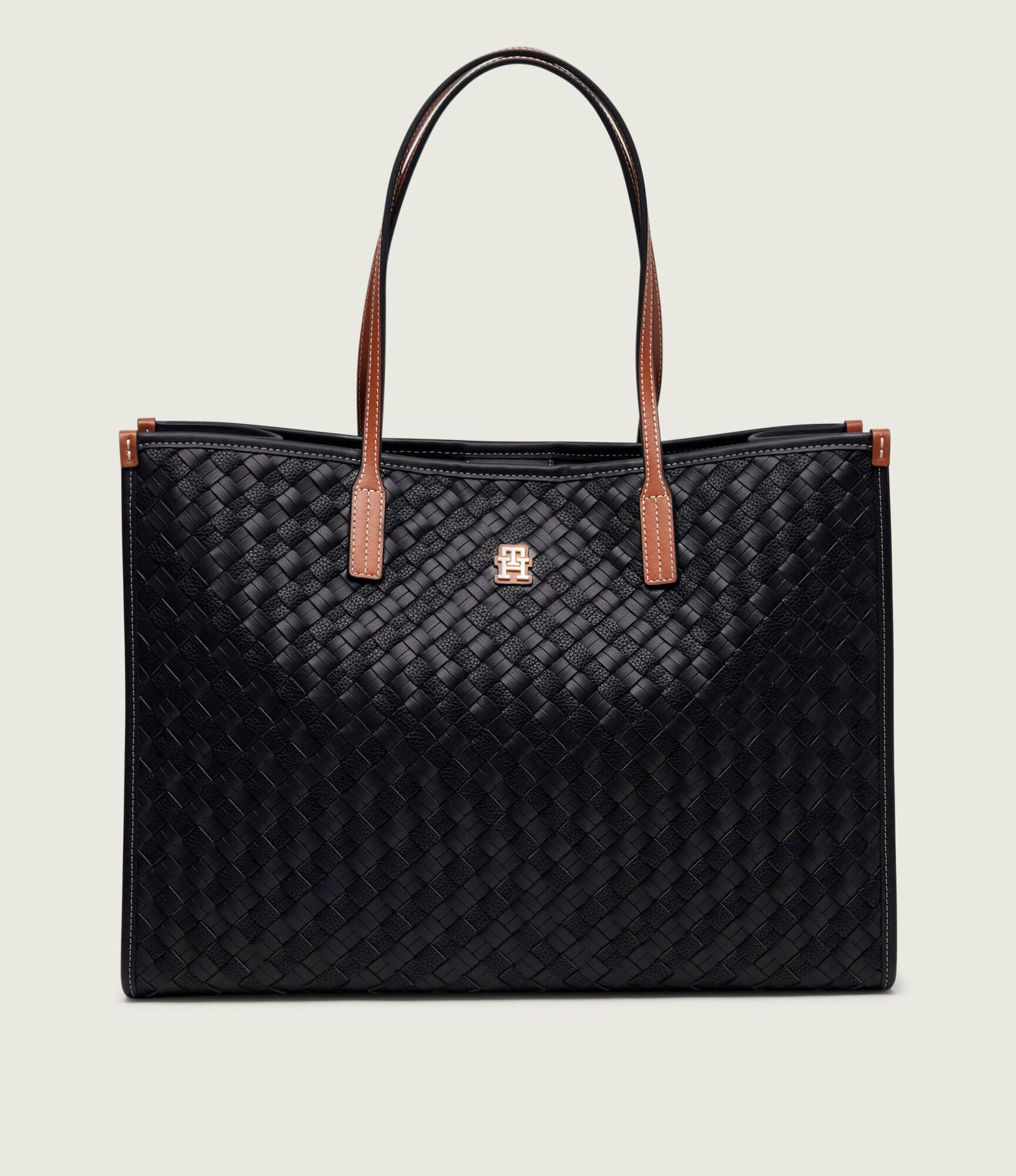 Tommy Hilfiger Shopperka TH CITY z dodatkiem skóry
