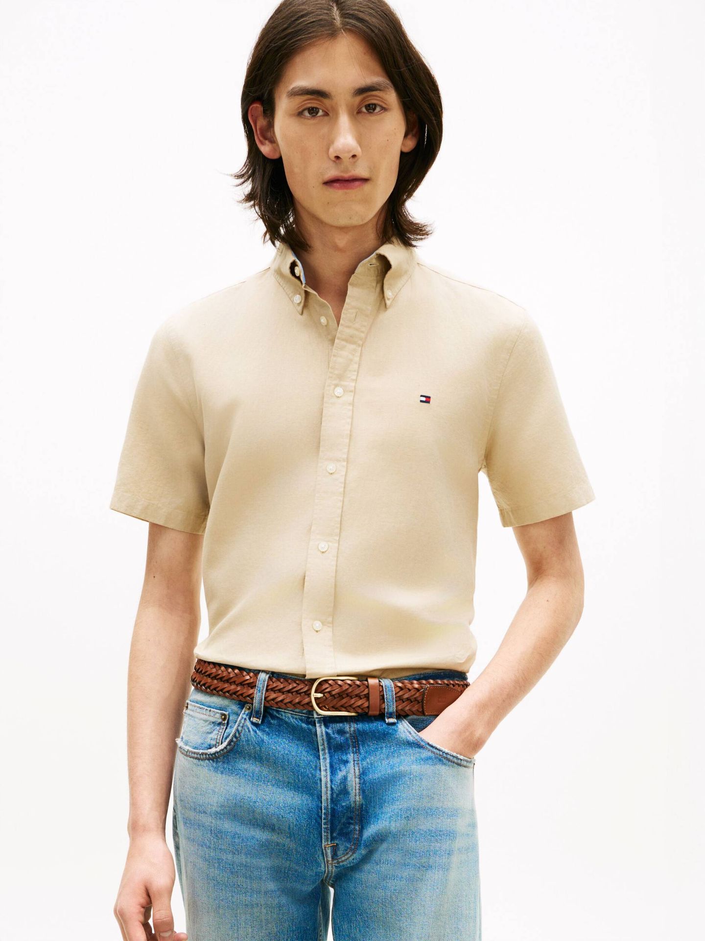 Tommy Hilfiger Koszula Regular Fit z dodatkiem lnu