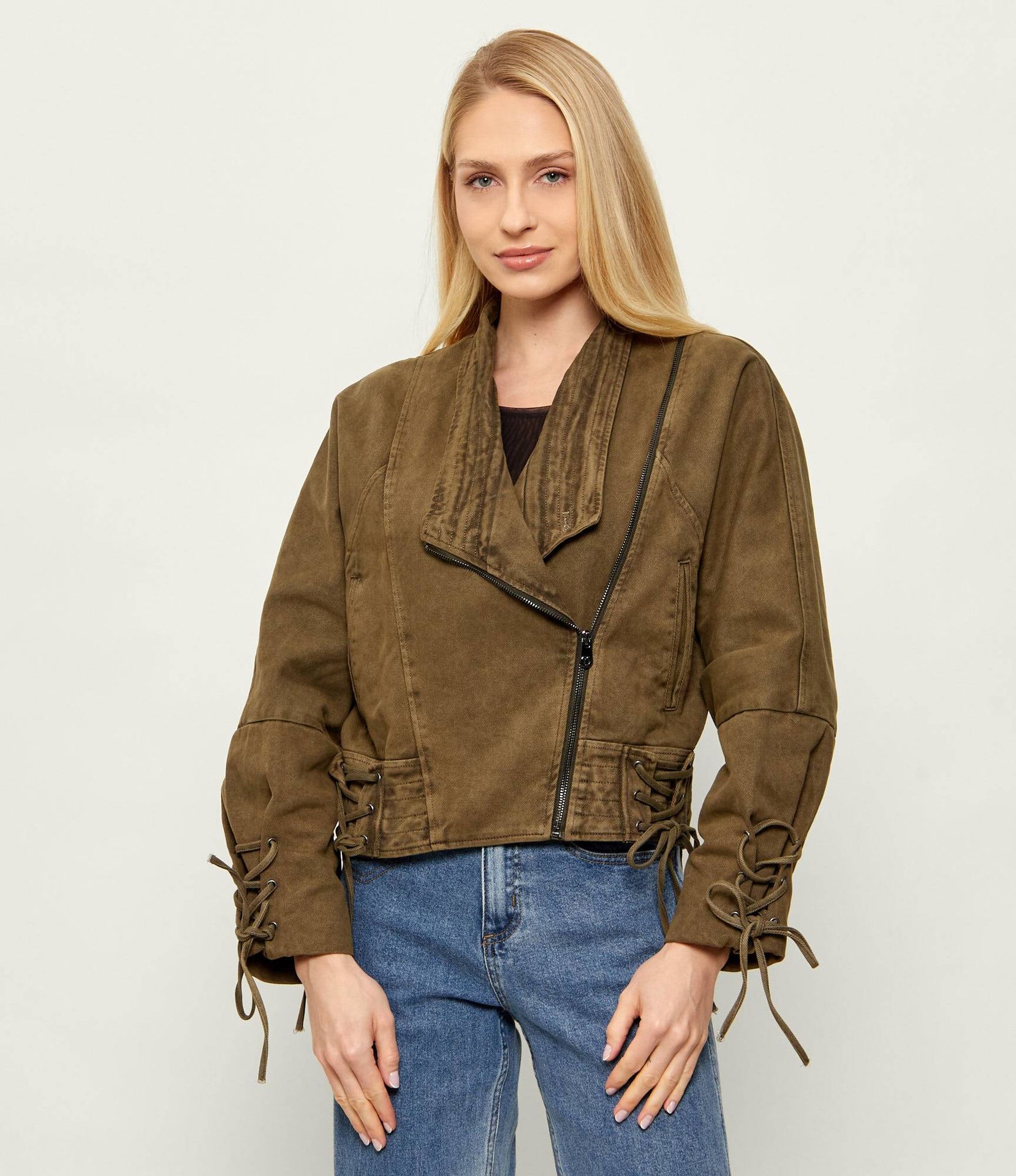 Desigual Jeansowa ramoneska CHAQ_NAYELI Cropped Fit