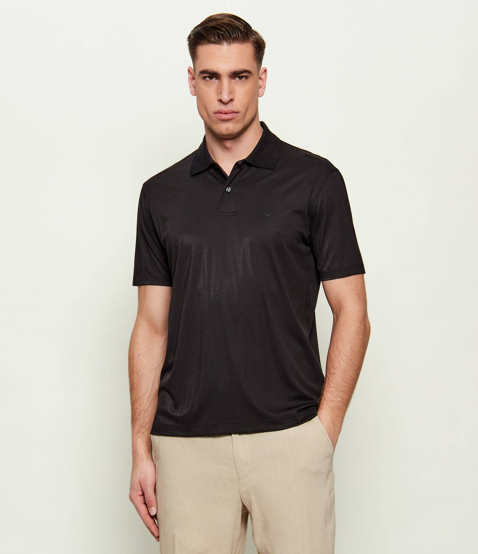 Emporio Armani Polo Slim Fit z dodatkiem jedwabiu